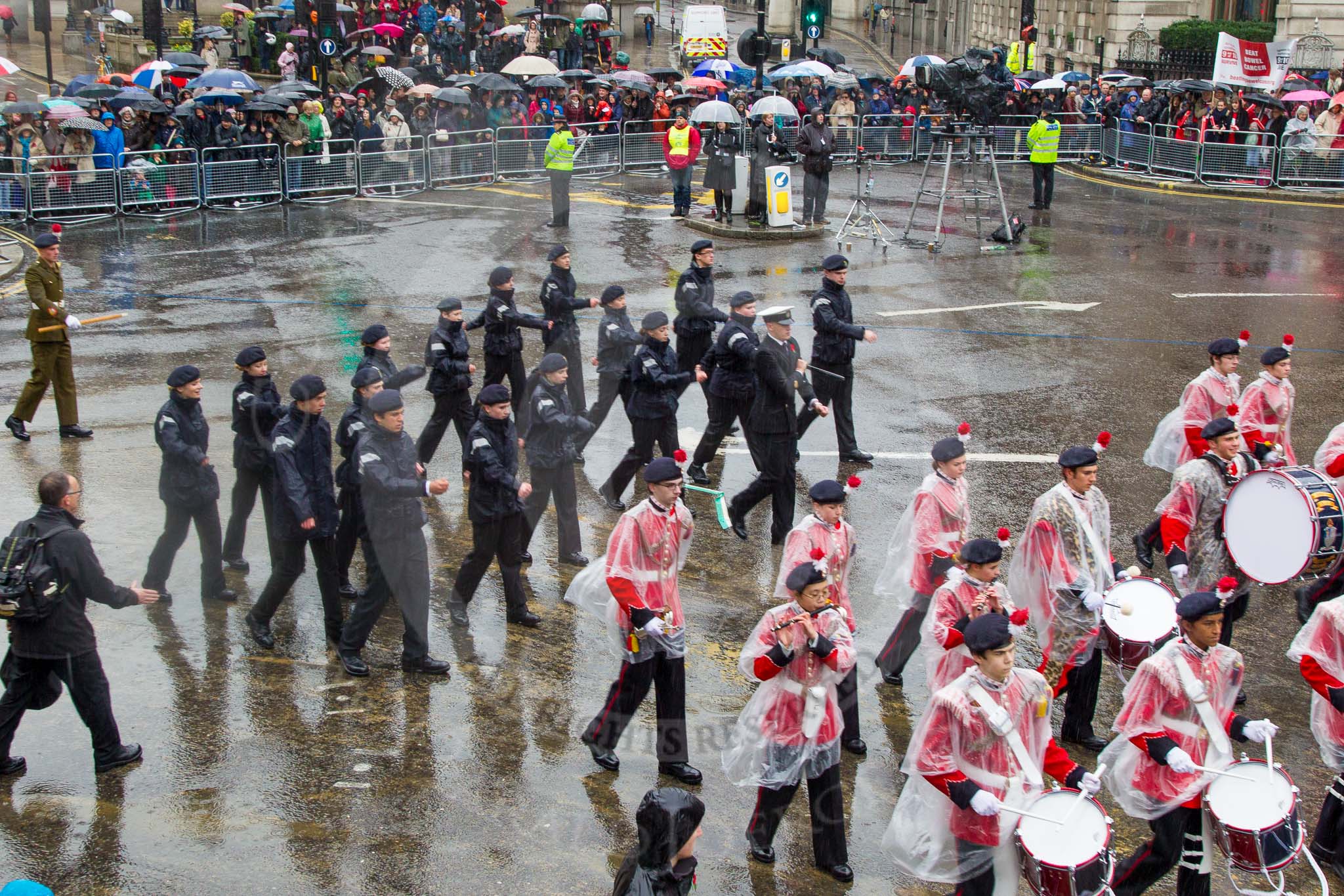 Lord Mayor's Show 2013: 48-St.Dunstan's CCF Band-St Dunstan's College Combined Cadets Force is 100 years old..
Press stand opposite Mansion House, City of London,
London,
Greater London,
United Kingdom,
on 09 November 2013 at 11:27, image #641