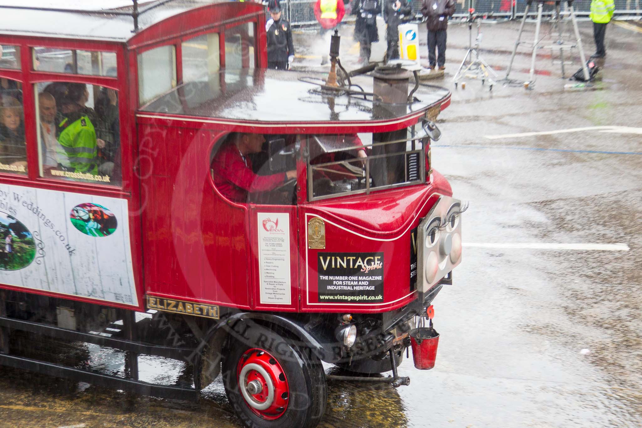 Lord Mayor's Show 2013: 53-Elizabeth the Whitby Steam Bus- travelling down from her Whitby home, which is also the home of Wonderful Whitby Weddings..
Press stand opposite Mansion House, City of London,
London,
Greater London,
United Kingdom,
on 09 November 2013 at 11:29, image #686