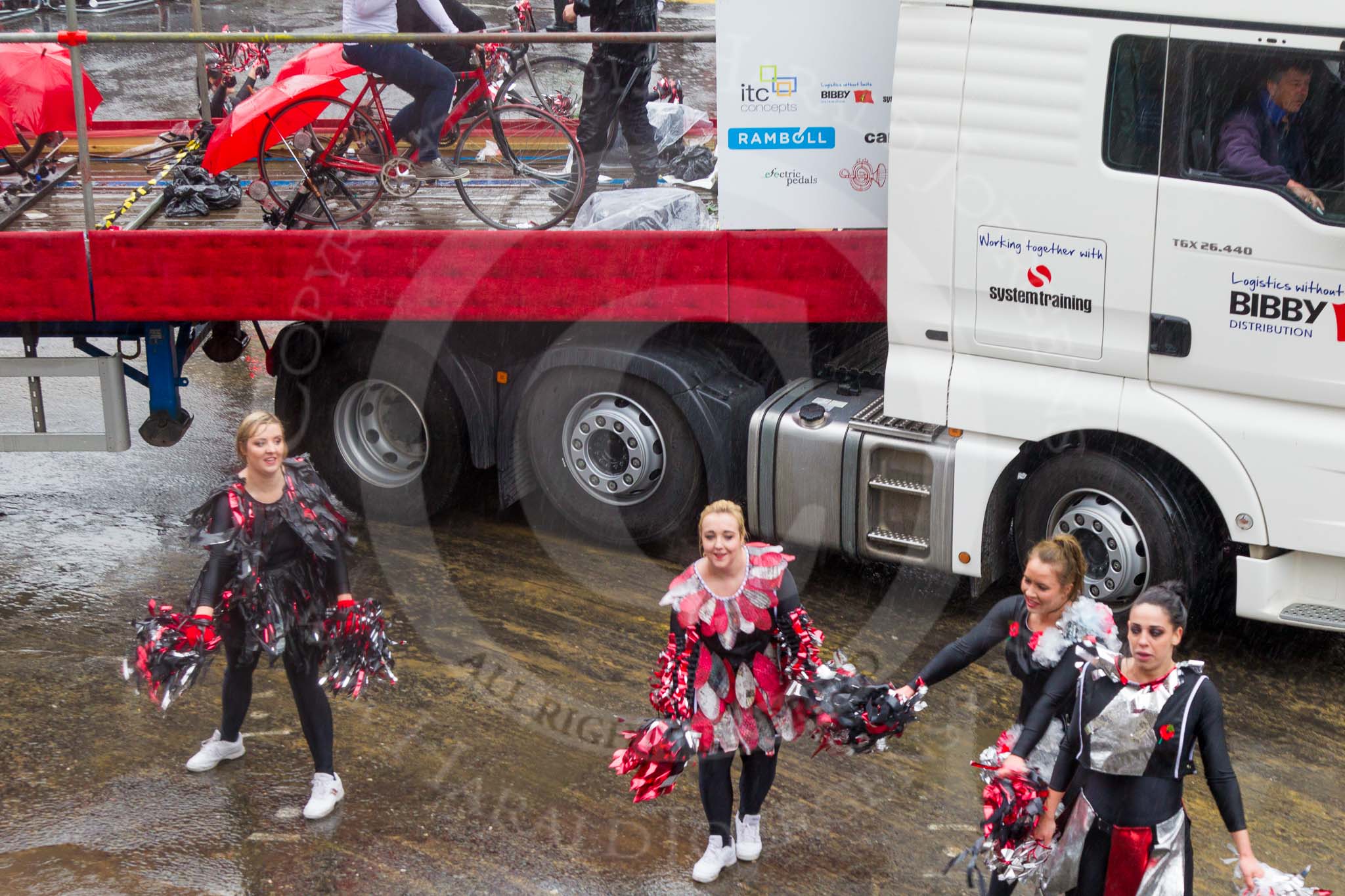 Lord Mayor's Show 2013: 54-London Metropolitan University-dynamic and multicultural institution which helps its students to build rewarding careers. Here they are presenting a heady mixture of architects, designers, lawyers and cheerleaders..
Press stand opposite Mansion House, City of London,
London,
Greater London,
United Kingdom,
on 09 November 2013 at 11:30, image #701