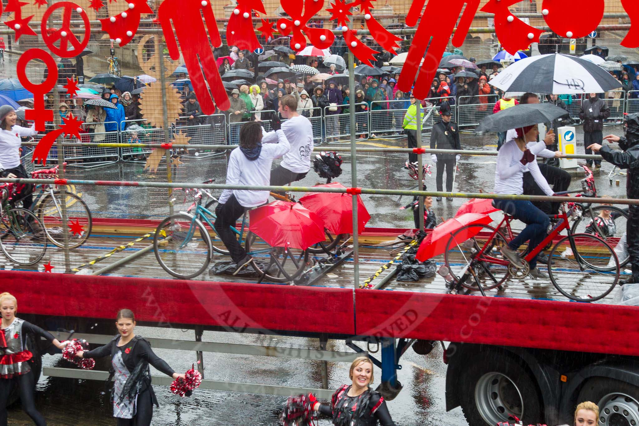 Lord Mayor's Show 2013: 54-London Metropolitan University-dynamic and multicultural institution which helps its students to build rewarding careers. Here they are presenting a heady mixture of architects, designers, lawyers and cheerleaders..
Press stand opposite Mansion House, City of London,
London,
Greater London,
United Kingdom,
on 09 November 2013 at 11:30, image #703