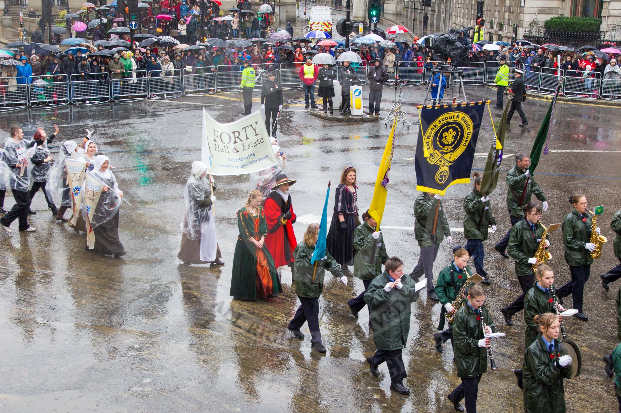 Lord Mayor's Show 2013: 55-1 st Hook Scout & Guide Band- is celebrating their 75th anniversary..
Press stand opposite Mansion House, City of London,
London,
Greater London,
United Kingdom,
on 09 November 2013 at 11:30, image #707