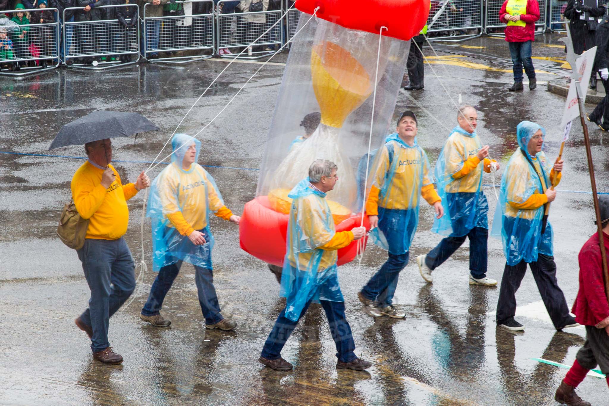 Lord Mayor's Show 2013: 57-Workshipful Company of Actuaries- the float shows  the importance of mathematics to the modern world..
Press stand opposite Mansion House, City of London,
London,
Greater London,
United Kingdom,
on 09 November 2013 at 11:31, image #719