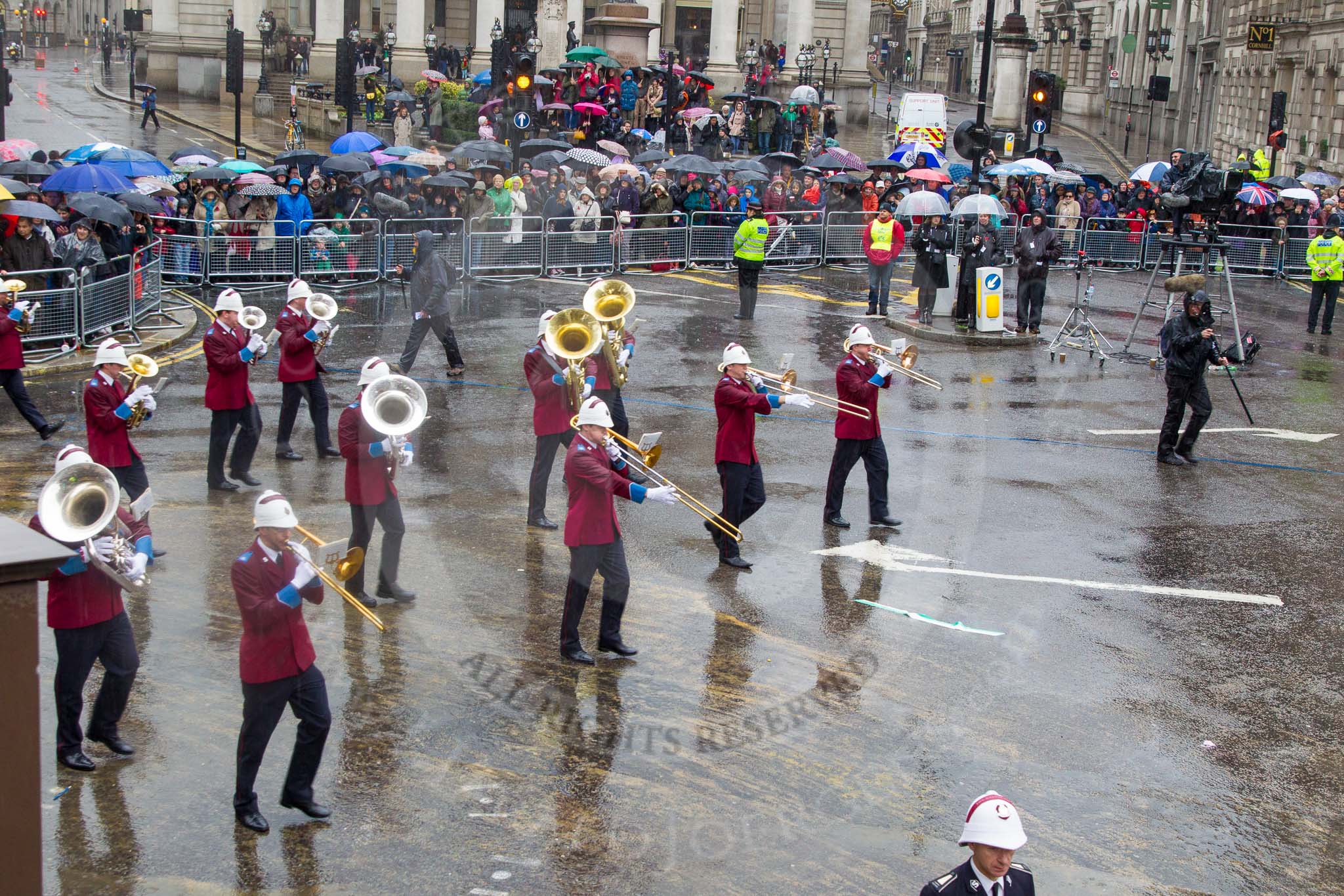 Lord Mayor's Show 2013: 61-Household Tropps  Band of theSalvation Army-this is the band represents some 500 Salvation Army bands from all over of UK..
Press stand opposite Mansion House, City of London,
London,
Greater London,
United Kingdom,
on 09 November 2013 at 11:34, image #778