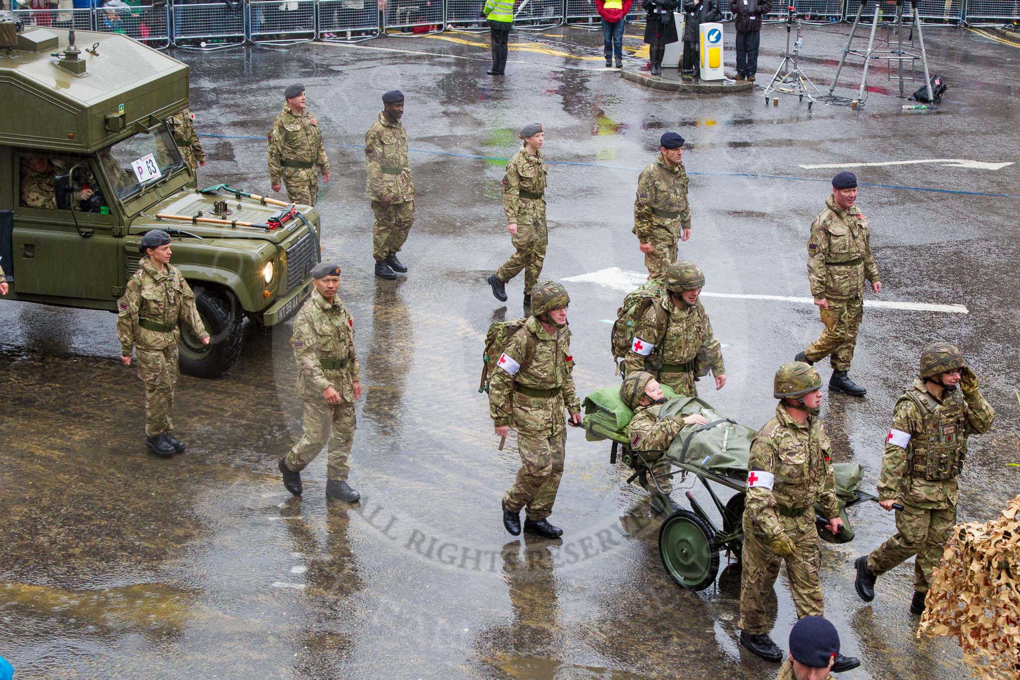 Lord Mayor's Show 2013: 63-256 Field Hospital, Royal Army Medical Corps-continue to provade medical, allied health and military support to current operations..
Press stand opposite Mansion House, City of London,
London,
Greater London,
United Kingdom,
on 09 November 2013 at 11:35, image #801