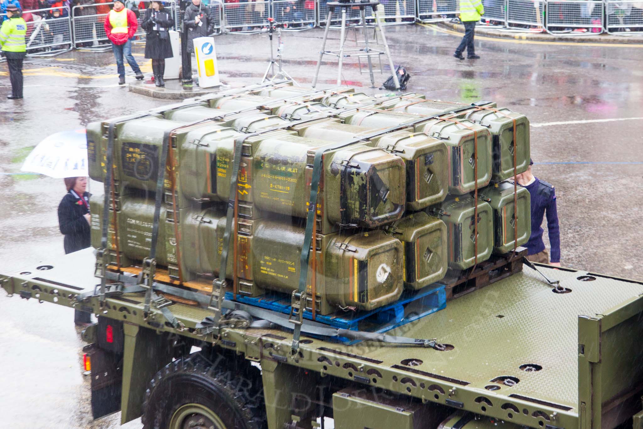 Lord Mayor's Show 2013: 65- 41 (Princess Lousie's Kensington) Squadron  ,38 Signal Regiment-its primary role to provide reserve national and international  communications resilience..
Press stand opposite Mansion House, City of London,
London,
Greater London,
United Kingdom,
on 09 November 2013 at 11:36, image #805