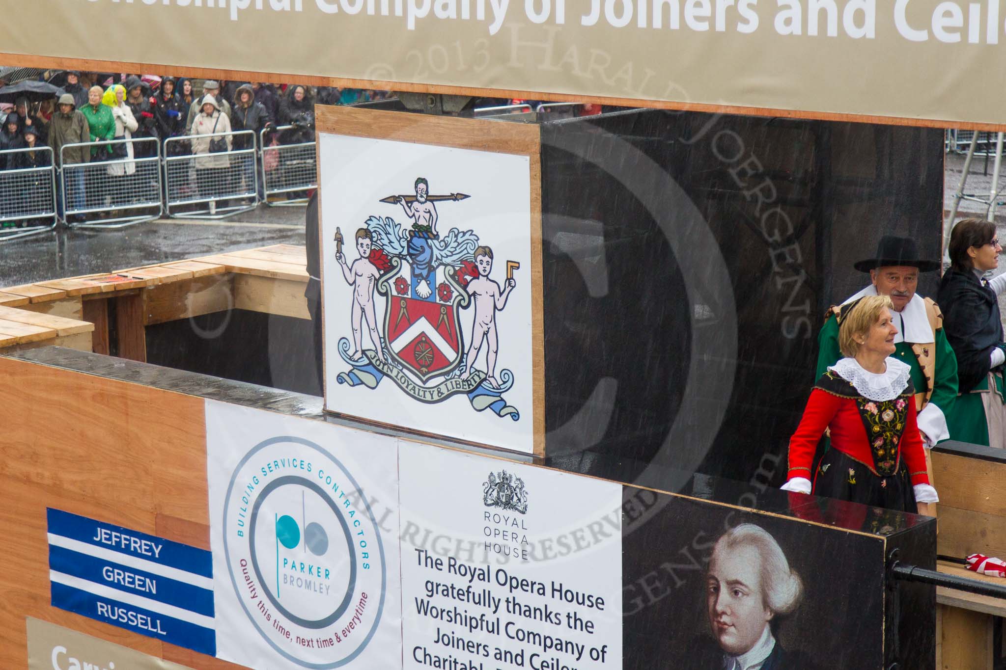 Lord Mayor's Show 2013: 82-Worshipful Company Of Joiners & Ceilers with Zunft Zur Zimmerleuten- the Joiners and Ceilers celebrates its long association with the Swiss Guild of the Zimmerleuten with a troop of horseman and latge contingnet of members in traditional costumes..
Press stand opposite Mansion House, City of London,
London,
Greater London,
United Kingdom,
on 09 November 2013 at 11:46, image #1008