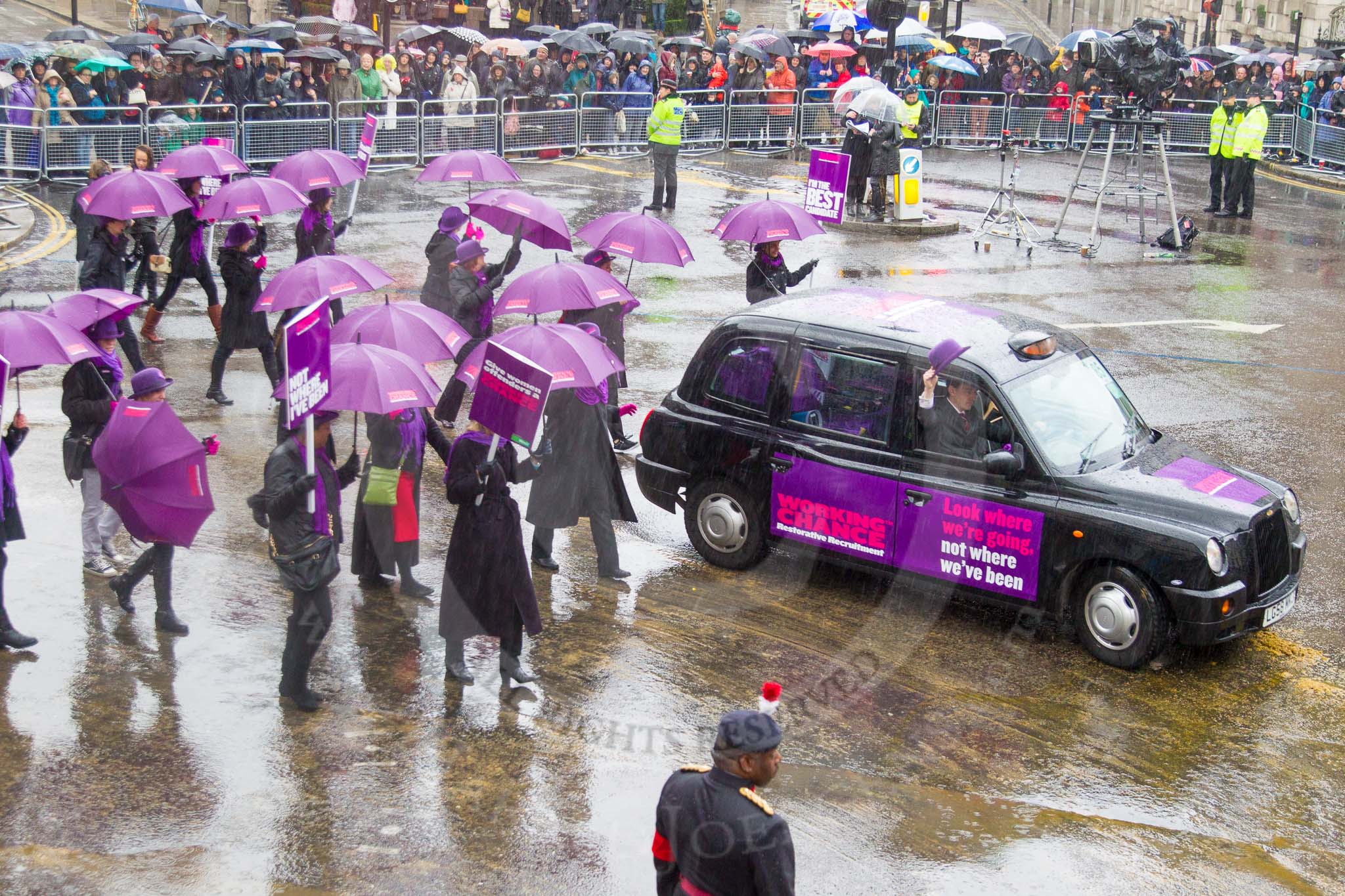 Lord Mayor's Show 2013: 85- Working Chance-is an award-winning charity delivering a bespoke recruitment service for ex-offenders..
Press stand opposite Mansion House, City of London,
London,
Greater London,
United Kingdom,
on 09 November 2013 at 11:47, image #1032