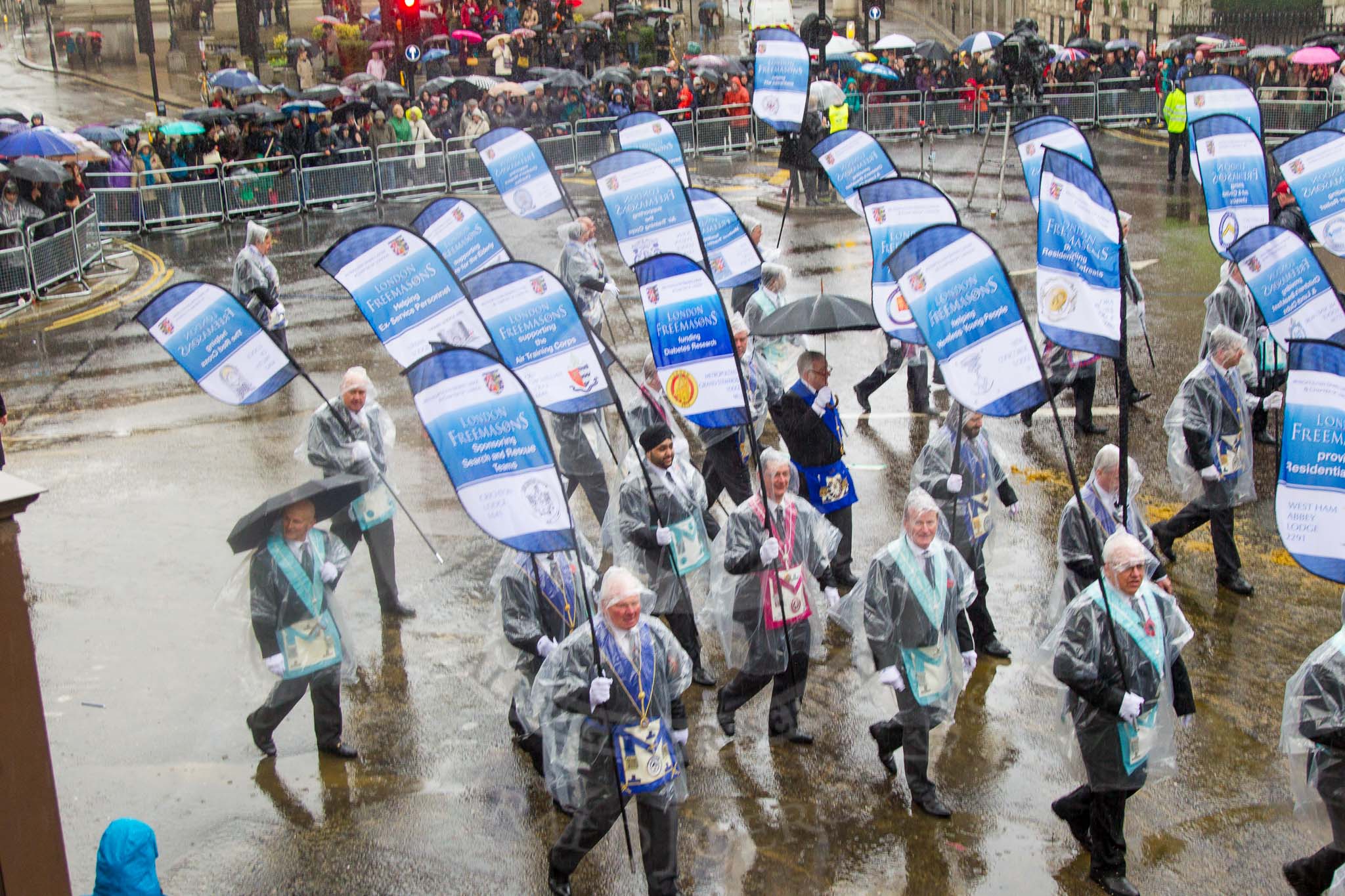 Lord Mayor's Show 2013: 86-Metropolitan Grand Lodge of London-
integrity, honesty and community support are at the heart of Freemasonry..
Press stand opposite Mansion House, City of London,
London,
Greater London,
United Kingdom,
on 09 November 2013 at 11:48, image #1046