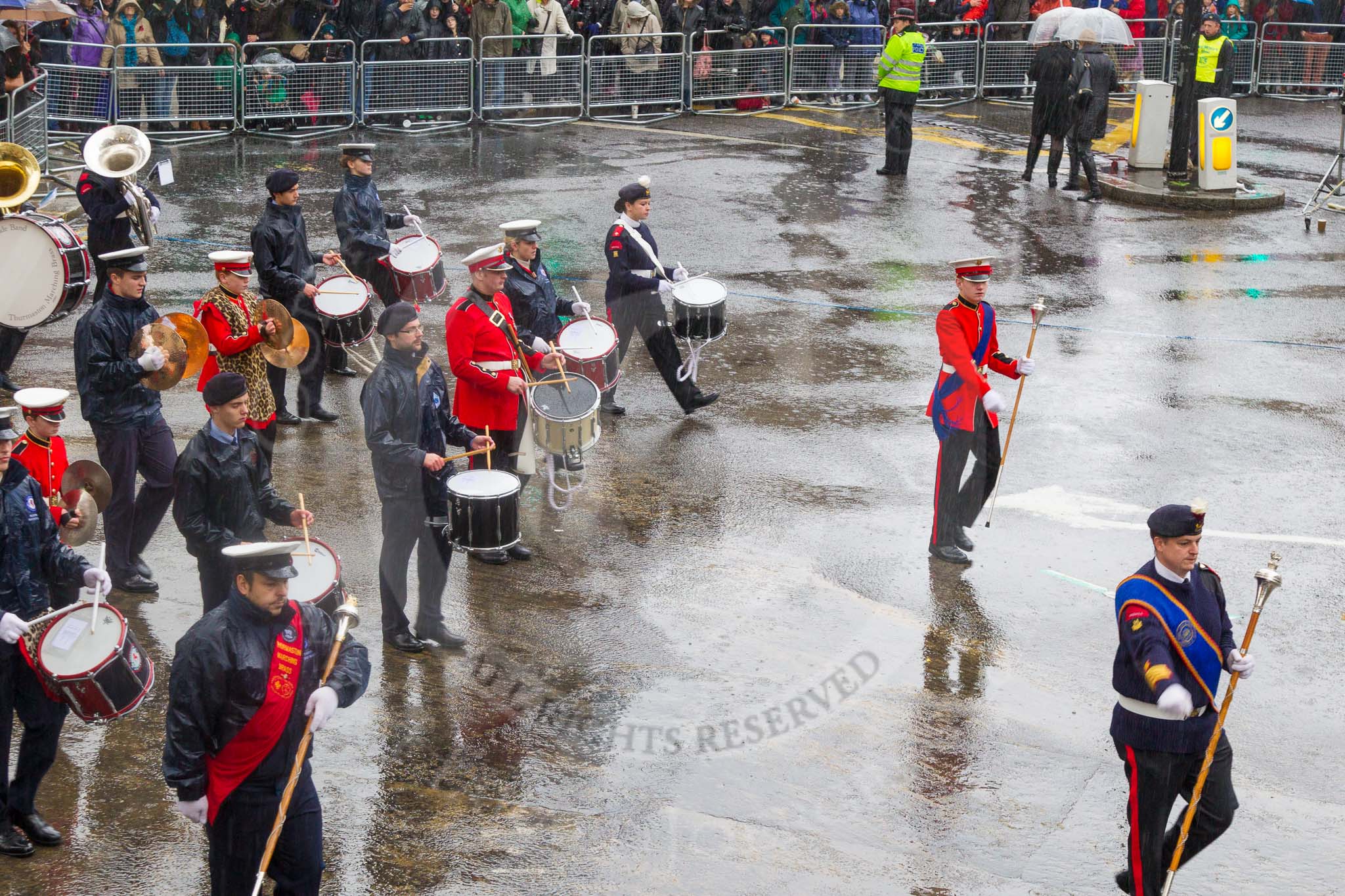 Lord Mayor's Show 2013: 87-National Youth Marching Band-looks to promote the good work of traditional youth marching bands across England..
Press stand opposite Mansion House, City of London,
London,
Greater London,
United Kingdom,
on 09 November 2013 at 11:48, image #1052