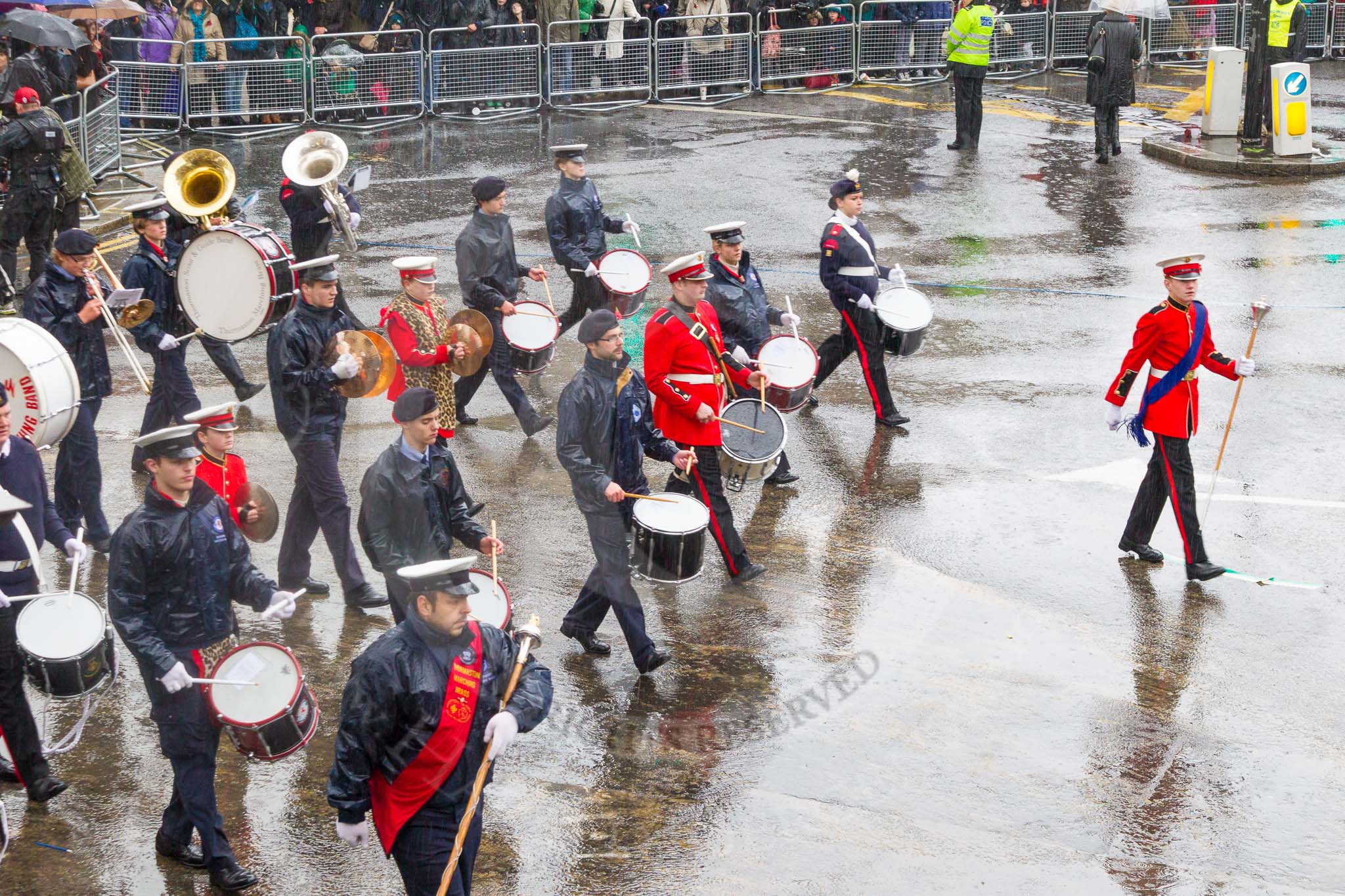 Lord Mayor's Show 2013: 87-National Youth Marching Band-looks to promote the good work of traditional youth marching bands across England..
Press stand opposite Mansion House, City of London,
London,
Greater London,
United Kingdom,
on 09 November 2013 at 11:48, image #1053