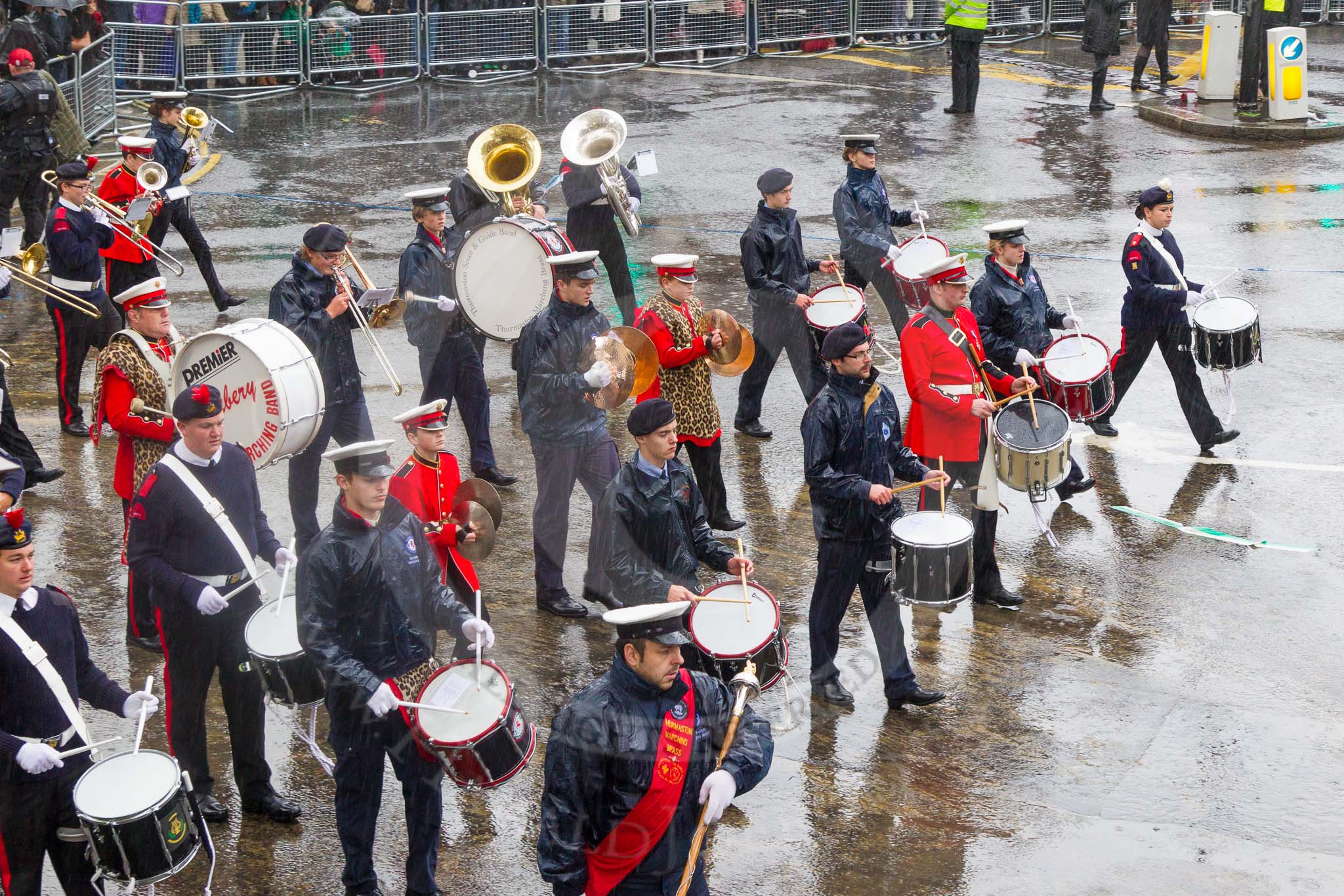 Lord Mayor's Show 2013: 87-National Youth Marching Band-looks to promote the good work of traditional youth marching bands across England..
Press stand opposite Mansion House, City of London,
London,
Greater London,
United Kingdom,
on 09 November 2013 at 11:48, image #1055