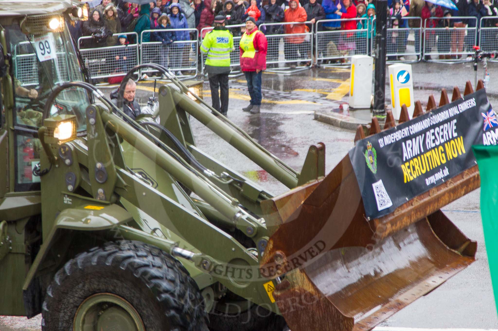 Lord Mayor's Show 2013: 99-131 Independent Commando Squadron Royal Engineers- theirs motto 'Ubigue' means 'everywhere' , and it is one of the most widely travelled of all Army Reserve units..
Press stand opposite Mansion House, City of London,
London,
Greater London,
United Kingdom,
on 09 November 2013 at 11:53, image #1186
