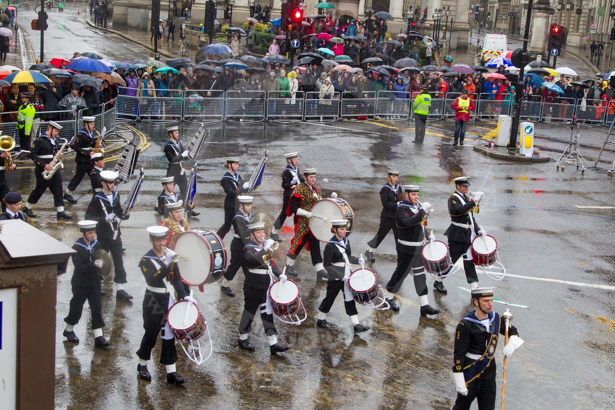Lord Mayor's Show 2013: 101-London Area Sea Cadet Band-more than 100 Sea Cadets from 16 units across London are taking part in the parade this year..
Press stand opposite Mansion House, City of London,
London,
Greater London,
United Kingdom,
on 09 November 2013 at 11:53, image #1193