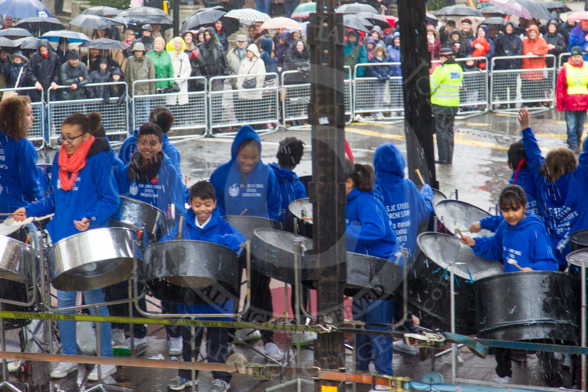 Lord Mayor's Show 2013: 105-Sir John Cass's Foundation and its Schools- is a leading independent educational charity..
Press stand opposite Mansion House, City of London,
London,
Greater London,
United Kingdom,
on 09 November 2013 at 11:55, image #1228
