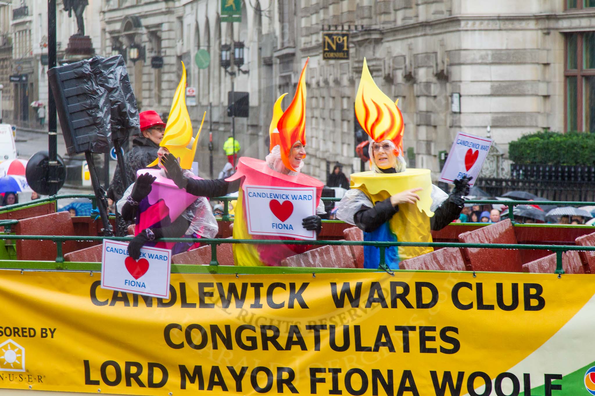 Lord Mayor's Show 2013: 106- Candlewick Ward- it is the oldest active Ward Club and today has a membership of 2150..
Press stand opposite Mansion House, City of London,
London,
Greater London,
United Kingdom,
on 09 November 2013 at 11:56, image #1240