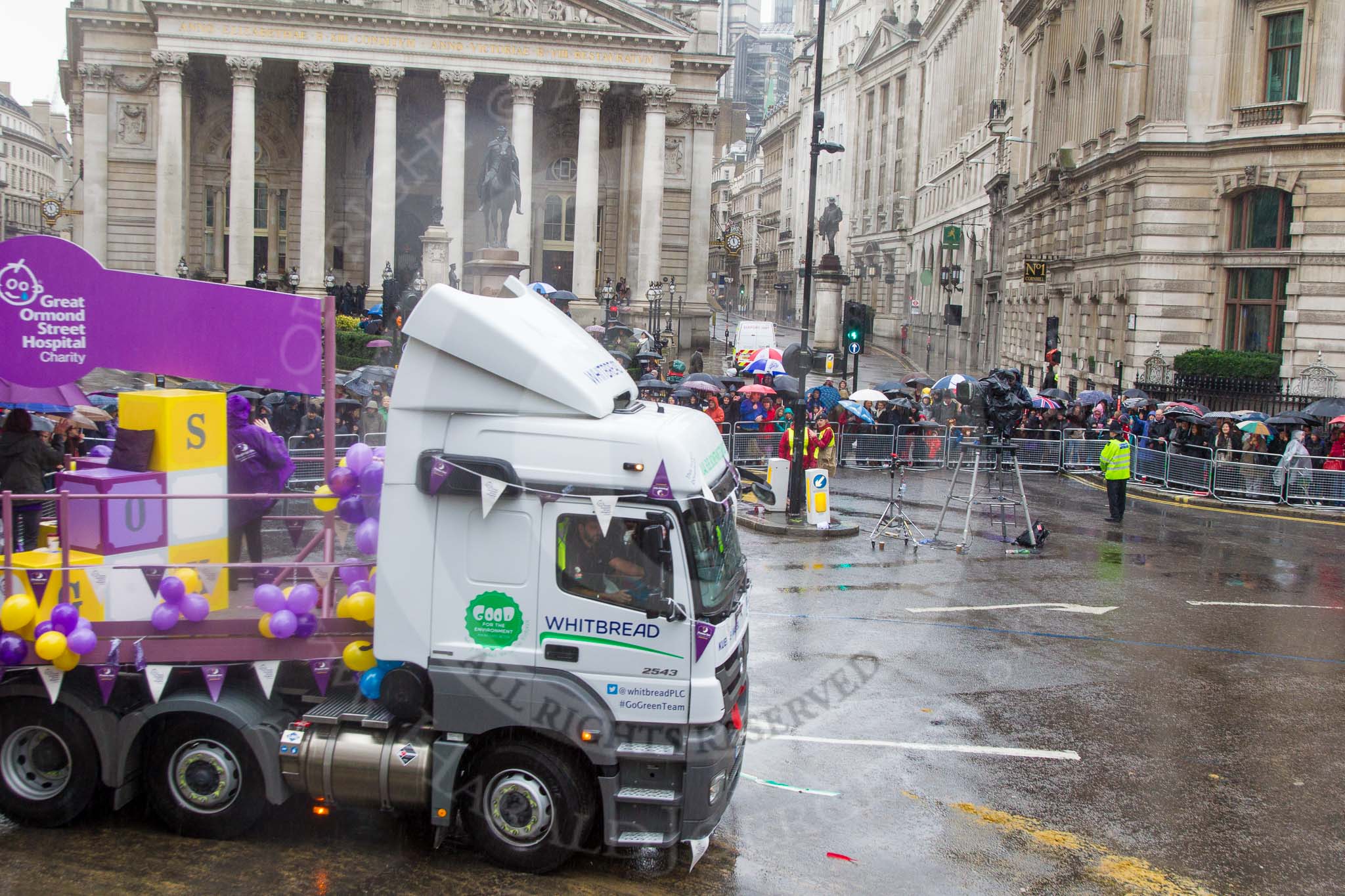 Photo 1311091157321D44740HaraldJoergens Lord Mayor's Show 2013: 107-Premier Inn supporting Great Ormond Street Hospital- Premier Inn , the Uk's largest hotel brand, selected Great Ormond Street Hospital as its charity partner in 2012..
Press stand opposite Mansion House, City of London,
London,
Greater London,
United Kingdom,
on 09 November 2013 at 11:57, image #1246