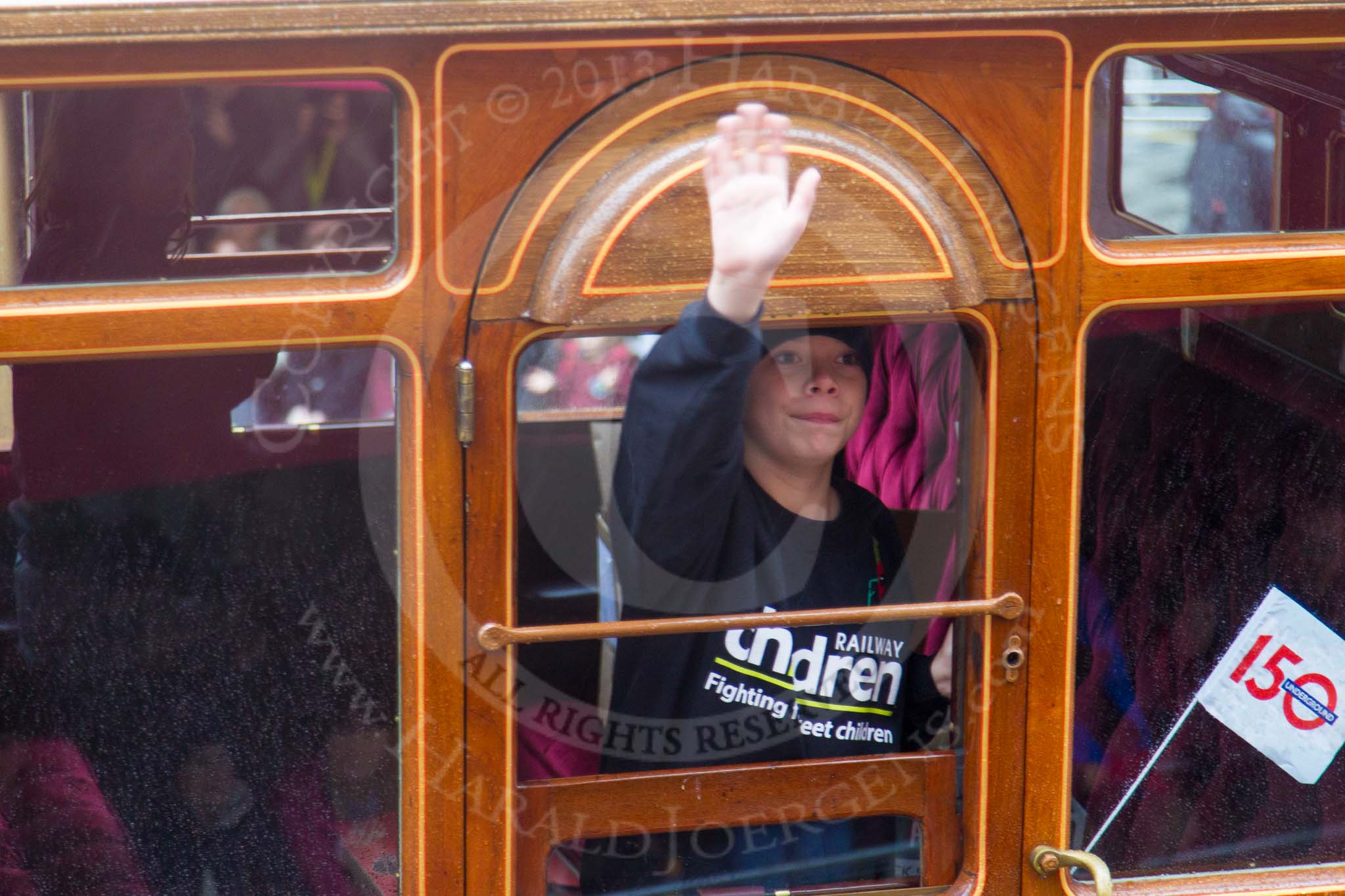 Lord Mayor's Show 2013: 109-Railway Children with London Transport Museum-fights for vulnerable children living alone, at risk on the streets, where they suffer abuse and exploitation..
Press stand opposite Mansion House, City of London,
London,
Greater London,
United Kingdom,
on 09 November 2013 at 11:59, image #1274