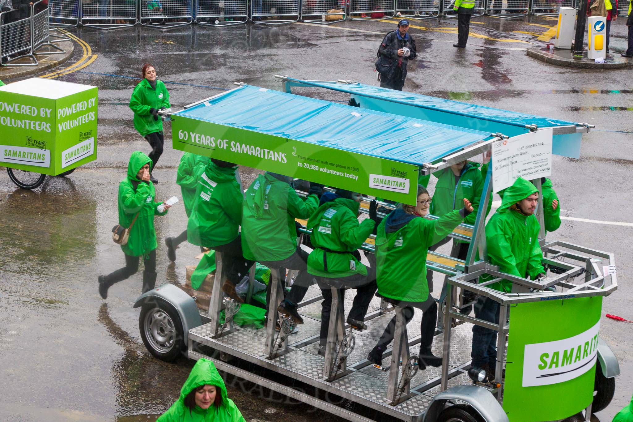 Lord Mayor's Show 2013: 111- Central London Samaritans-the float for the London Samaritans commemorates 60 years of service. It charts the different ways in which Samaritans have been in touch with people over the past six decades..
Press stand opposite Mansion House, City of London,
London,
Greater London,
United Kingdom,
on 09 November 2013 at 12:00, image #1288