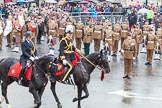 Lord Mayor's Show 2013: Rebecca Jenkins, senior Police Staff Trainer within the City of London Police mounted branch, and Adrian Leppard, Commissioner of the City of London Police..
Press stand opposite Mansion House, City of London,
London,
Greater London,
United Kingdom,
on 09 November 2013 at 10:48, image #83