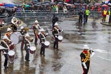 Lord Mayor's Show 2013: 94-Royal Marines Band( HMS Collingwood)-was formed in 2009 and has performed at the Lord Mayor's Show, the Diamong Jubilee, the London 2012 Olympic Games and the subsequent Athlete's Parade..
Press stand opposite Mansion House, City of London,
London,
Greater London,
United Kingdom,
on 09 November 2013 at 11:51, image #1144