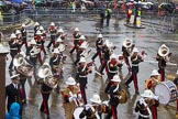 Lord Mayor's Show 2013: 94-Royal Marines Band( HMS Collingwood)-was formed in 2009 and has performed at the Lord Mayor's Show, the Diamong Jubilee, the London 2012 Olympic Games and the subsequent Athlete's Parade..
Press stand opposite Mansion House, City of London,
London,
Greater London,
United Kingdom,
on 09 November 2013 at 11:52, image #1150