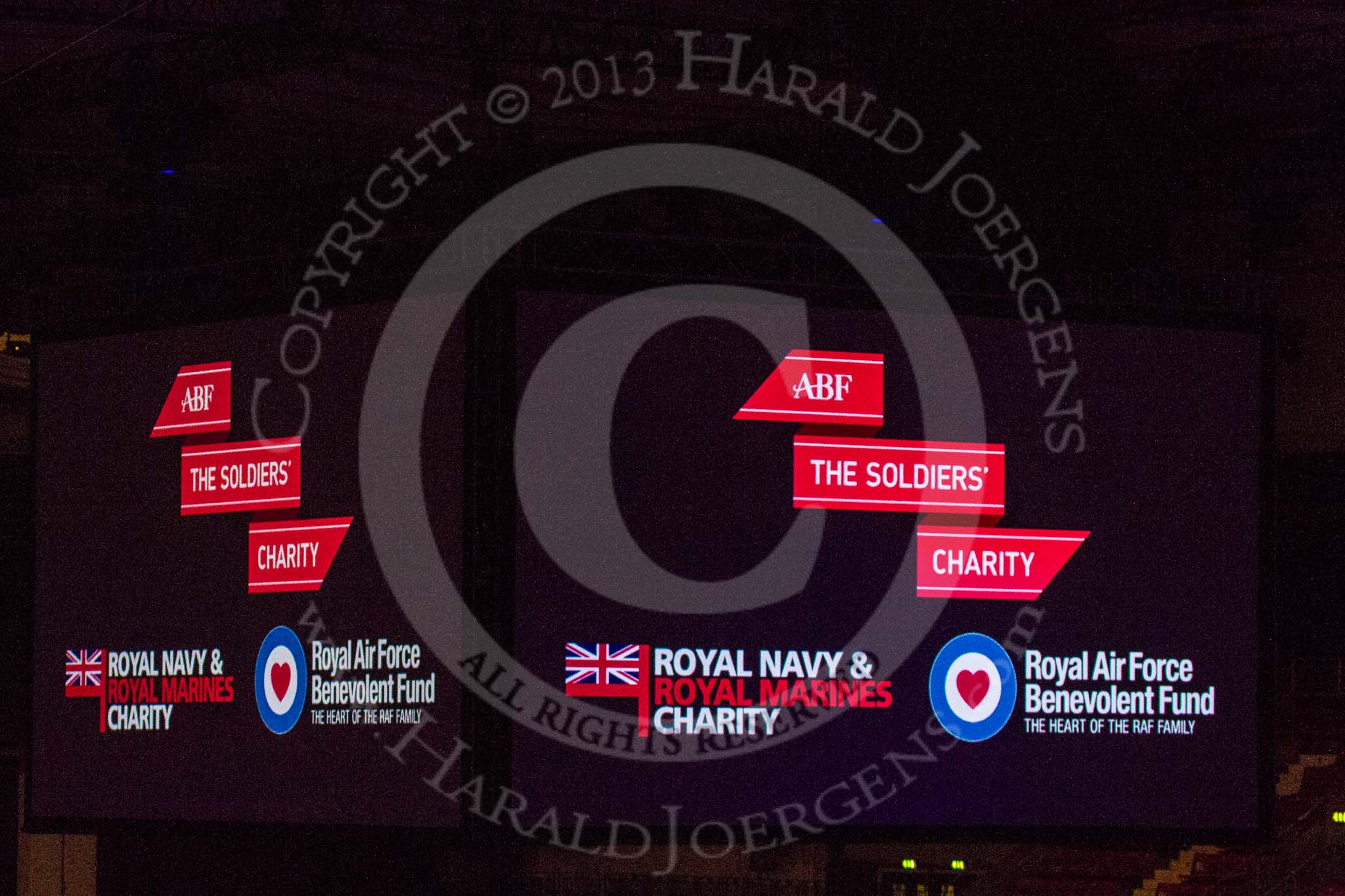 British Military Tournament 2013: The three main charities - ABF, The Soldiers' Charity, Royal Navy & Royal Marines Charity, and the Royal Air Force Benevolent Fund..
Earls Court,
London SW5,

United Kingdom,
on 06 December 2013 at 14:26, image #3