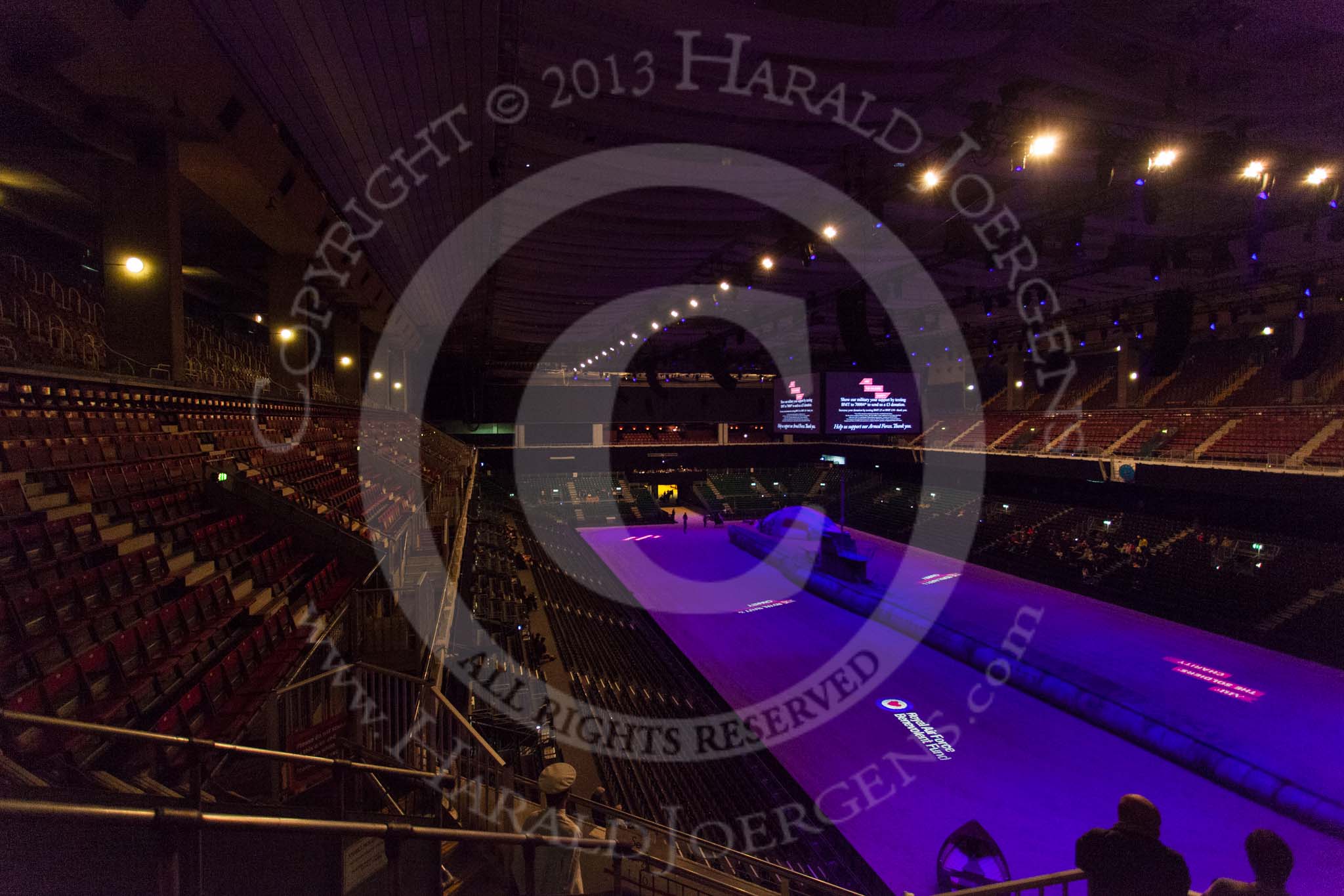 British Military Tournament 2013: Earls Court minutes before the start of the dress rehearsal, with a German U-Boat spanning the length of the hall..
Earls Court,
London SW5,

United Kingdom,
on 06 December 2013 at 14:23, image #1