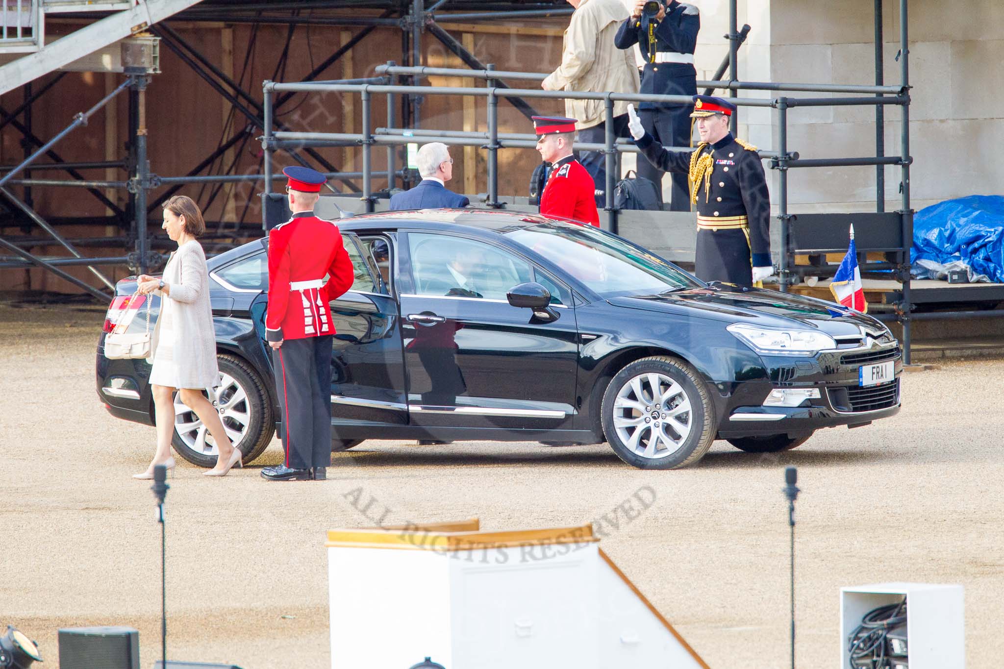 Beating Retreat 2014: The arrival of the French Ambassador, His Excellency Bernard Emié..
Horse Guards Parade, Westminster,
London SW1A,

United Kingdom,
on 11 June 2014 at 19:38, image #1