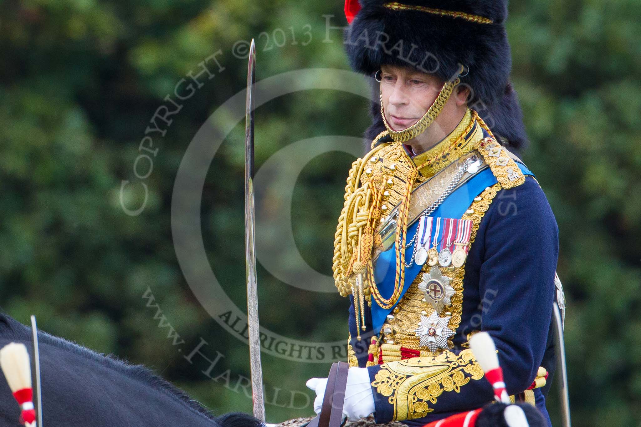 The Light Cavalry HAC Annual Review and Inspection 2014: The reviewing officer, HRH Prince Edward, Earl of Wessex..
Guards Polo Club. Windsor Great Park,



on 12 October 2014 at 12:56, image #128