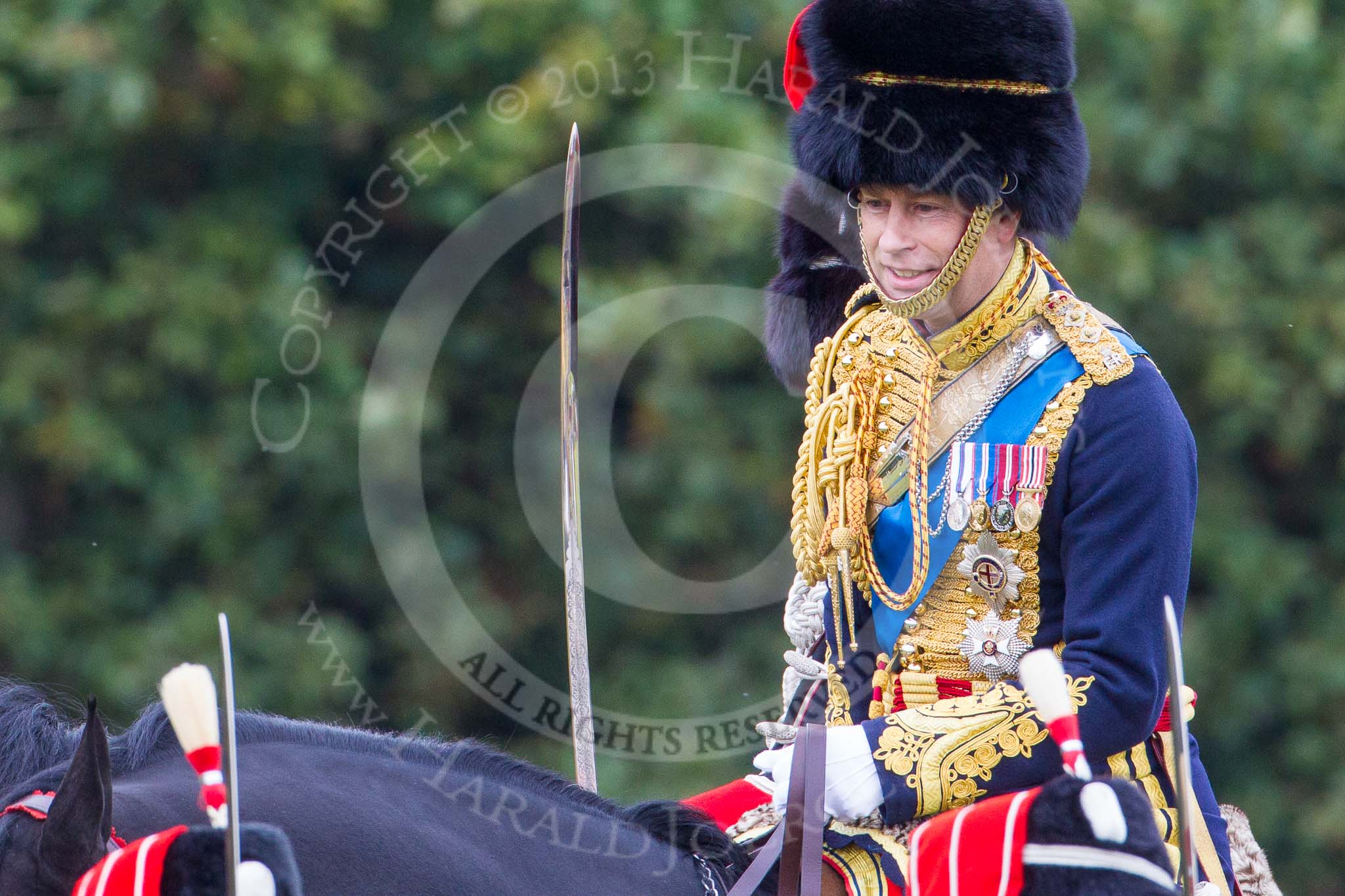 The Light Cavalry HAC Annual Review and Inspection 2014: The reviewing officer, HRH Prince Edward, Earl of Wessex..
Guards Polo Club. Windsor Great Park,



on 12 October 2014 at 12:56, image #129