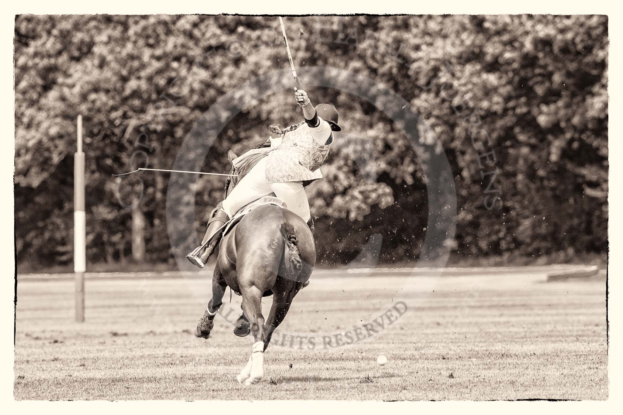 7th Heritage Polo Cup semi-finals: Heloise Lorentzen in full swing towards goal..
Hurtwood Park Polo Club,
Ewhurst Green,
Surrey,
United Kingdom,
on 04 August 2012 at 13:50, image #180