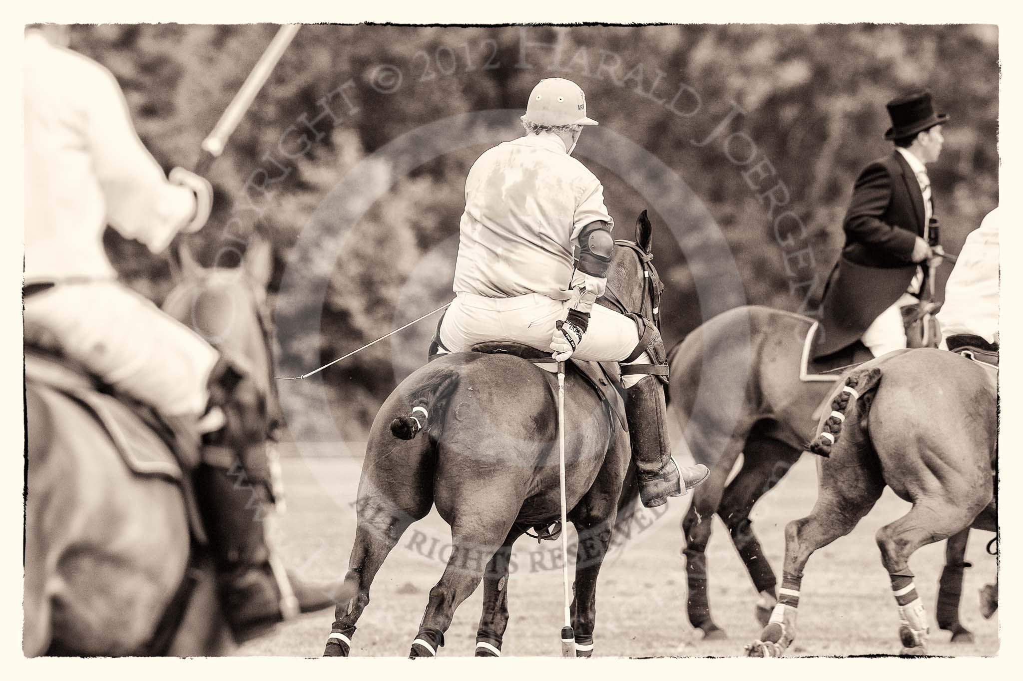 7th Heritage Polo Cup semi-finals: La Mariposa Argentina Mariano Darritchon riding back..
Hurtwood Park Polo Club,
Ewhurst Green,
Surrey,
United Kingdom,
on 04 August 2012 at 16:01, image #308