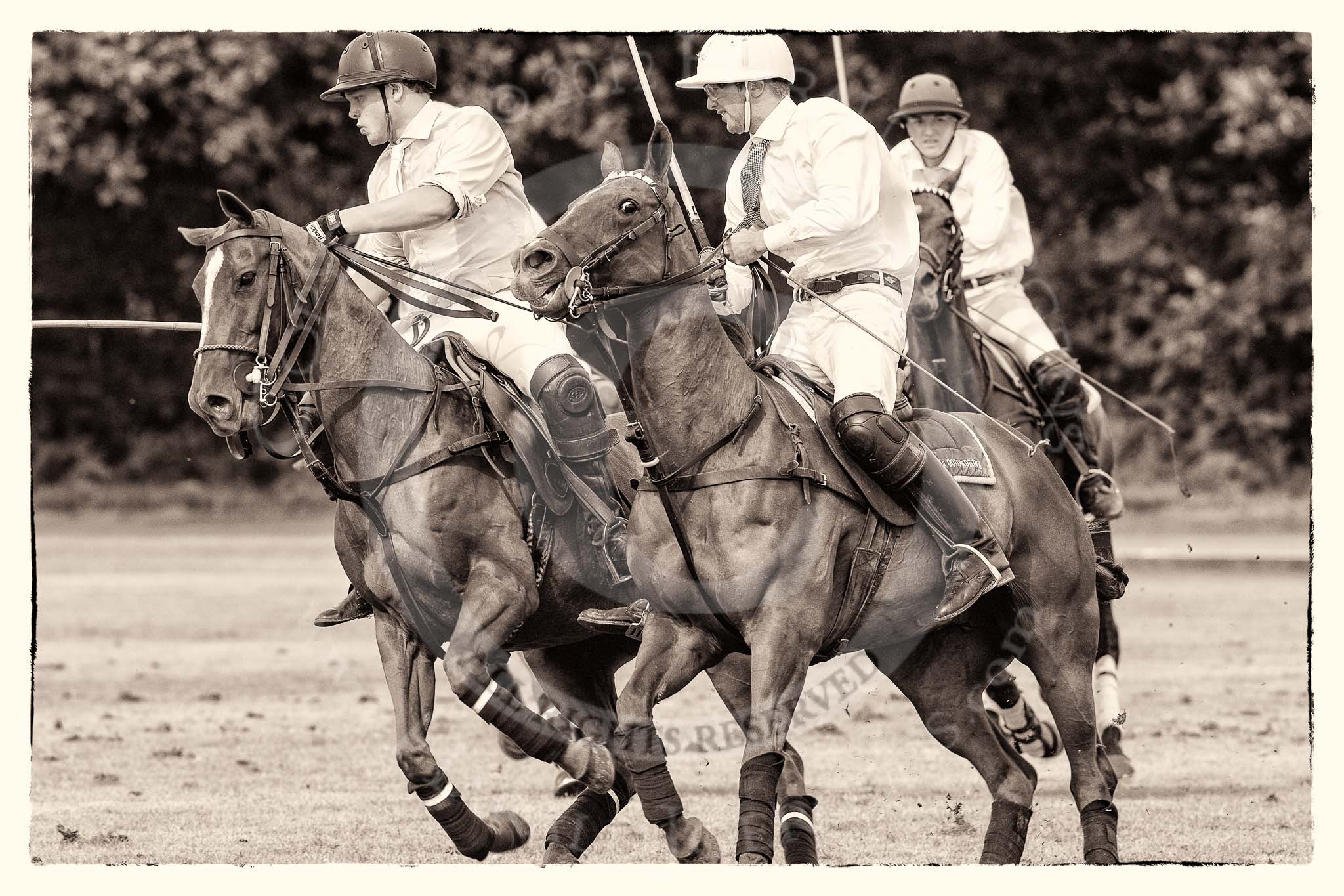 7th Heritage Polo Cup semi-finals: Alex Vent challenged turning on the ball, Pedro Harrison is there to attack..
Hurtwood Park Polo Club,
Ewhurst Green,
Surrey,
United Kingdom,
on 04 August 2012 at 16:11, image #311