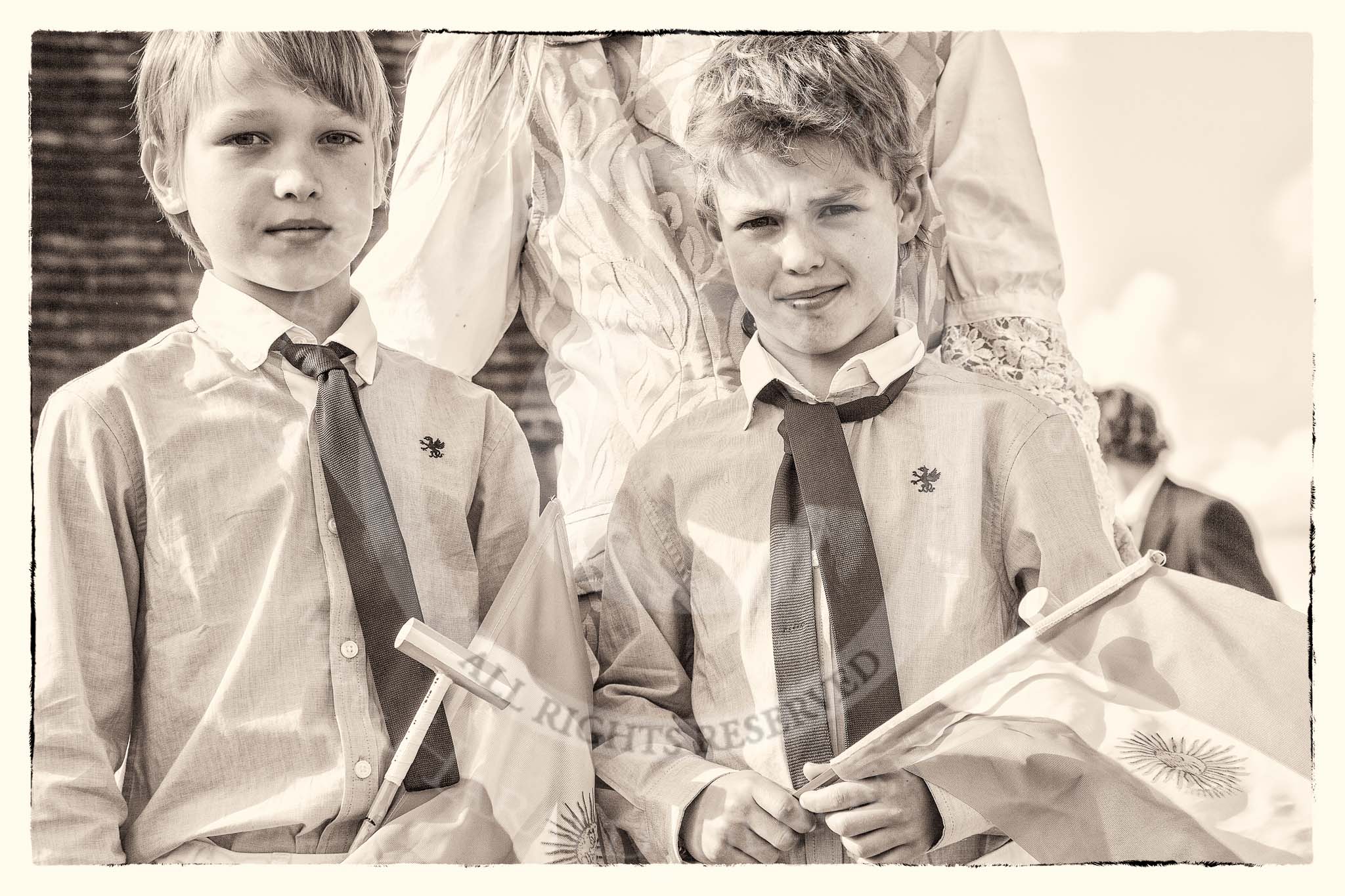 7th Heritage Polo Cup finals: La Golondrina Argentina  Exhibition of Stick & Ball Presentation Jose Riglos jr & Christian Oberschneider jr (8 years old)..
Hurtwood Park Polo Club,
Ewhurst Green,
Surrey,
United Kingdom,
on 05 August 2012 at 17:03, image #259