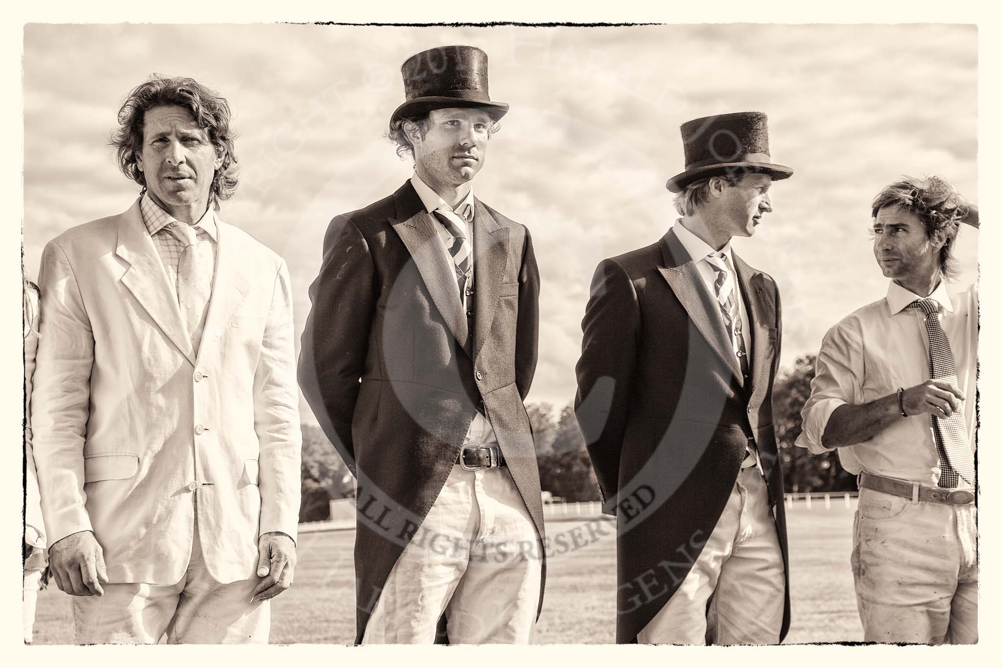 7th Heritage Polo Cup finals: Justo Saveedra of Emerging Switzerland, Umpire Guy Higginson & Oli Hipwood, Pepe Riglos of La Golondrina Argentina Polo Team..
Hurtwood Park Polo Club,
Ewhurst Green,
Surrey,
United Kingdom,
on 05 August 2012 at 17:05, image #265