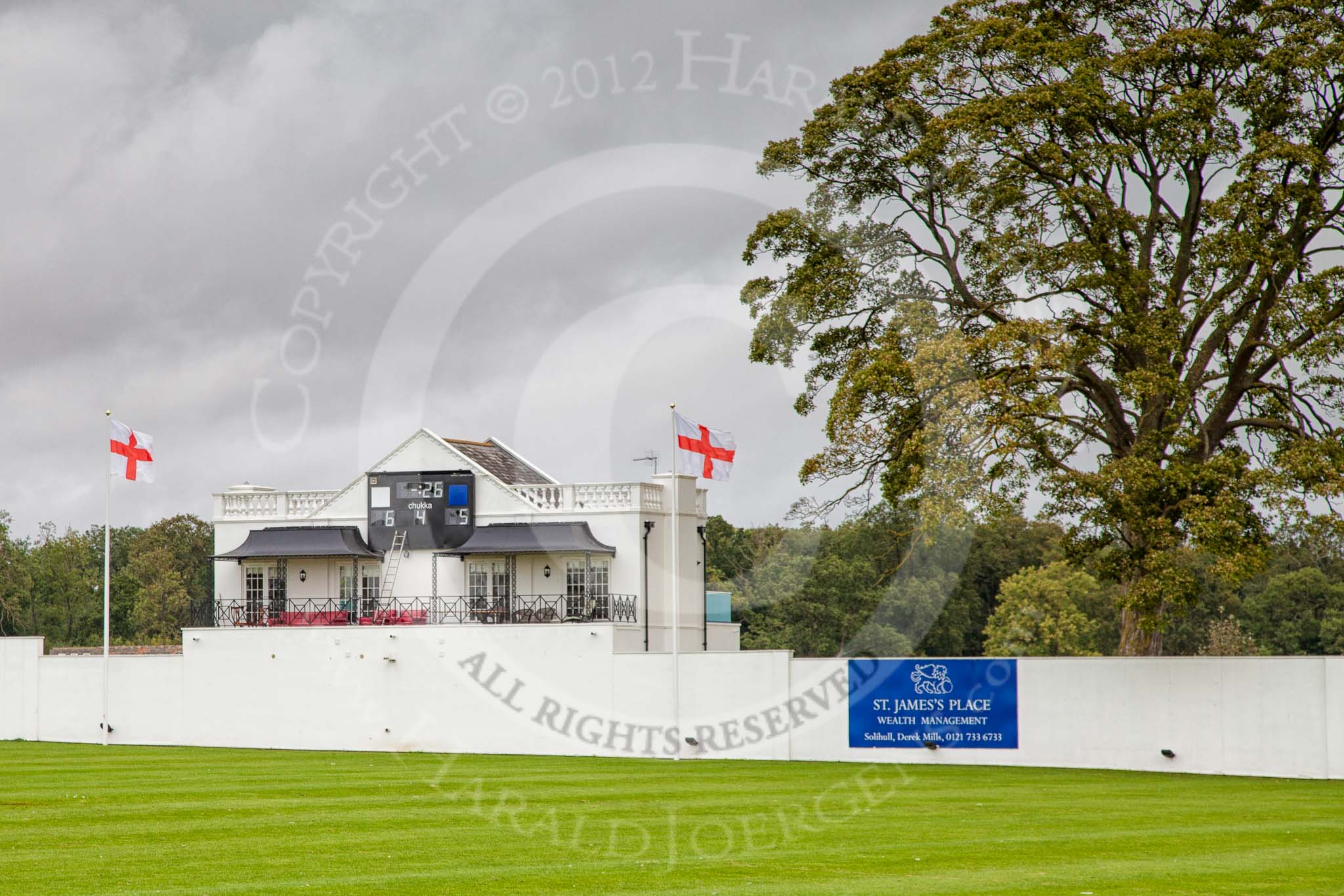 DBPC Polo in the Park 2012: One of the two pavillons with the digital results board..
Dallas Burston Polo Club,
Stoneythorpe Estate,
Southam,
Warwickshire,
United Kingdom,
on 16 September 2012 at 08:43, image #4