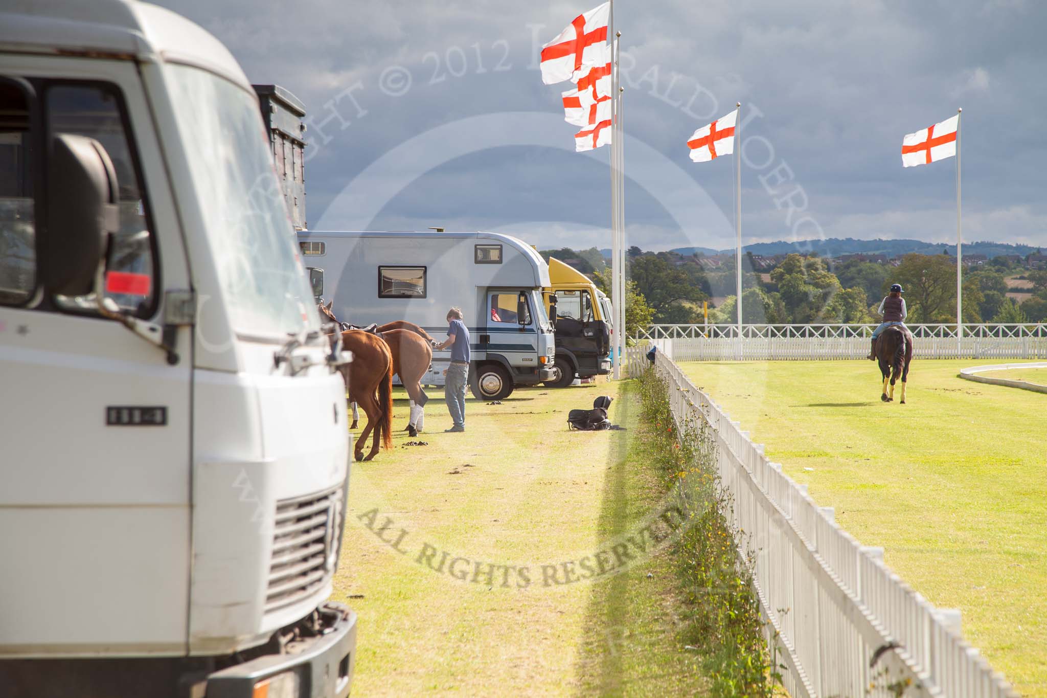 DBPC Polo in the Park 2012: The pony line along the Silver Pitch..
Dallas Burston Polo Club,
Stoneythorpe Estate,
Southam,
Warwickshire,
United Kingdom,
on 16 September 2012 at 09:53, image #19