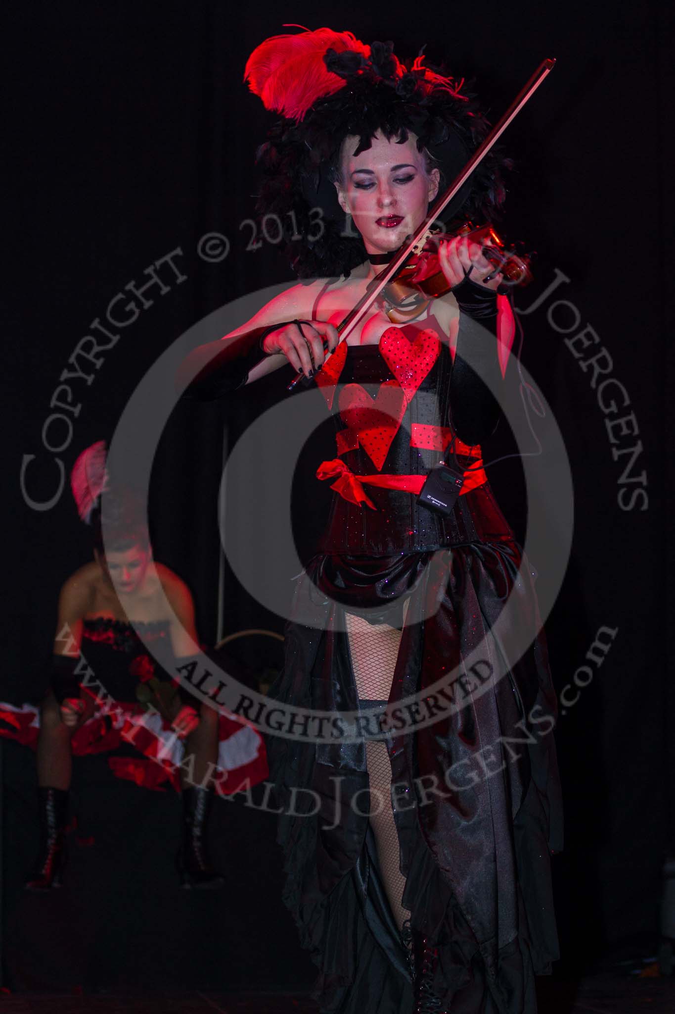 Grand Opening of the DBPC IXL Event Centre: JParmoire's Folies - violin player Rosalie Butcher..
Dallas Burston Polo Club, Stoneythorpe Estate,
Southam,
Warwickshire,
United Kingdom,
on 05 December 2013 at 21:33, image #173