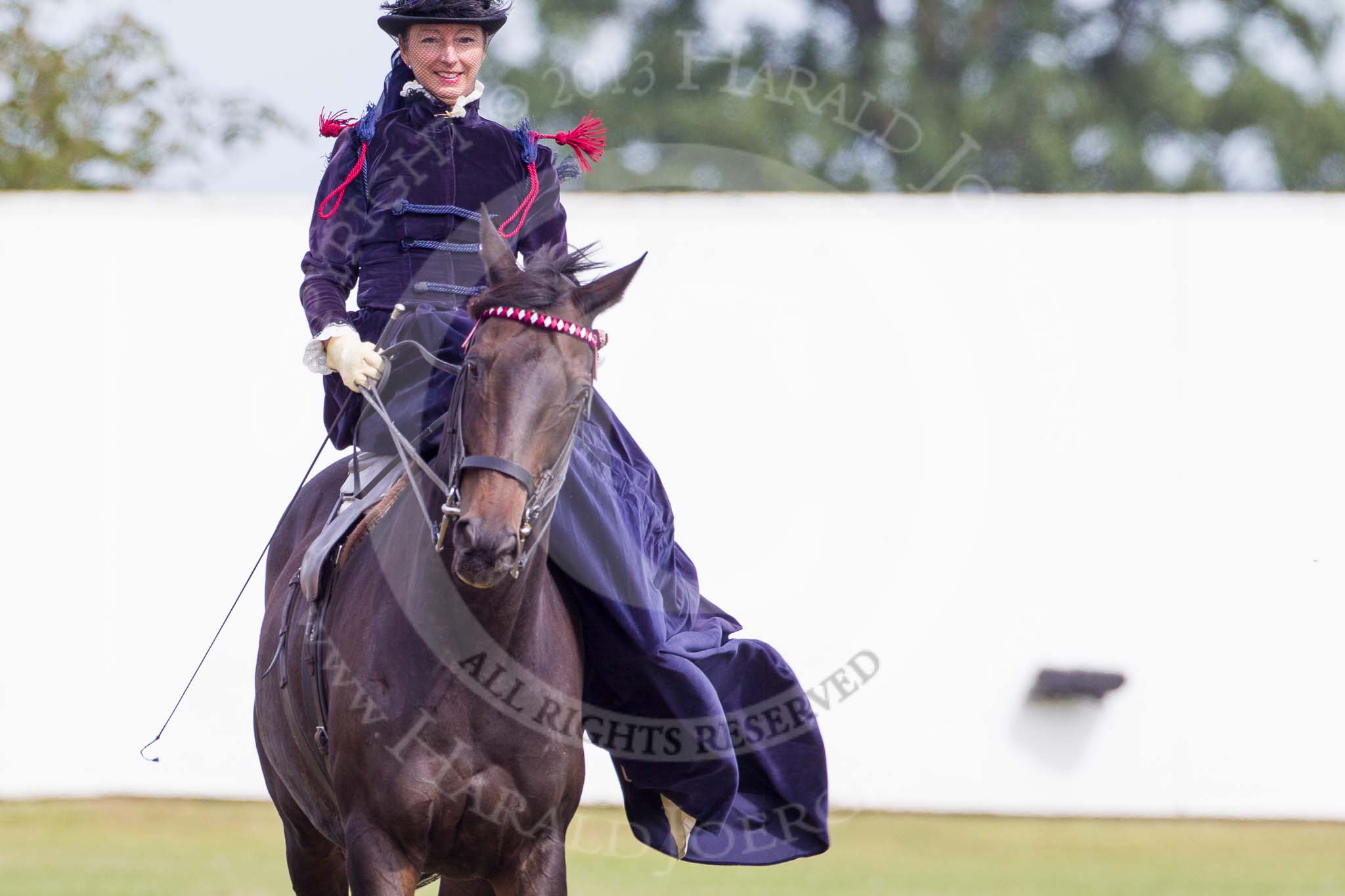 DBPC Polo in the Park 2013, side saddle riding demonstration by the The Side Saddle Association..
Dallas Burston Polo Club, ,
Southam,
Warwickshire,
United Kingdom,
on 01 September 2013 at 12:50, image #219