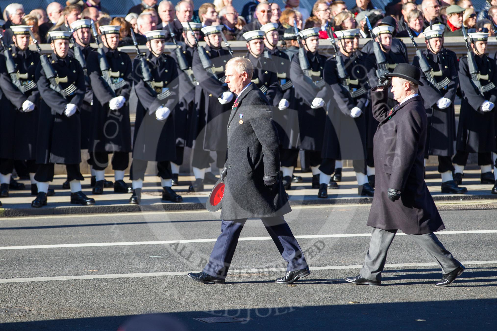 Remembrance Sunday 2012 Cenotaph March Past: About to leave Whitehall - Sire Peter Wiklinson, President of the Royal British Legion..
Whitehall, Cenotaph,
London SW1,

United Kingdom,
on 11 November 2012 at 11:29, image #20