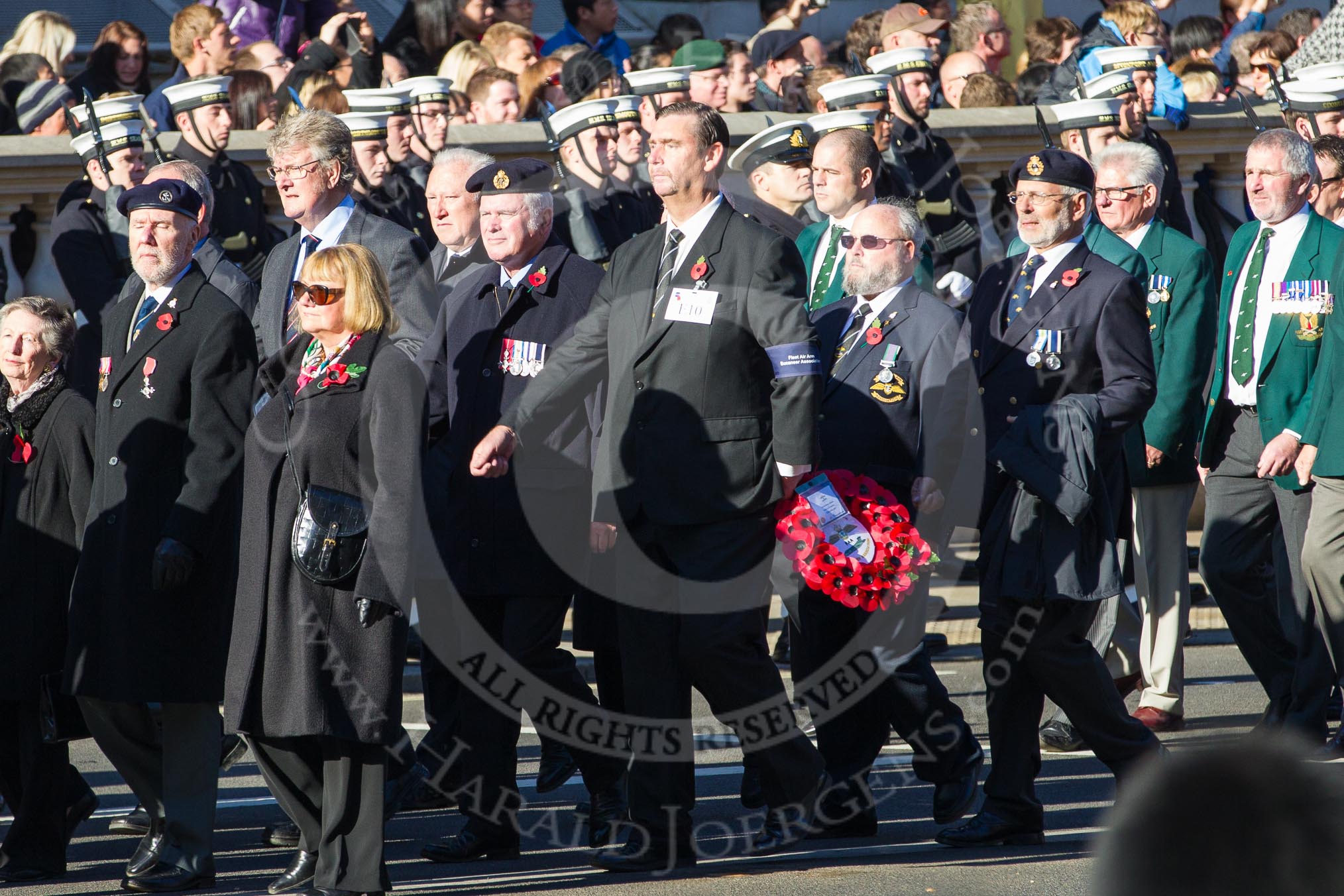 Remembrance Sunday 2012 Cenotaph March Past: Group E9 - Fleet Air Arm Association and E10 - Fleet Air Arm Bucaneer Association..
Whitehall, Cenotaph,
London SW1,

United Kingdom,
on 11 November 2012 at 11:39, image #98