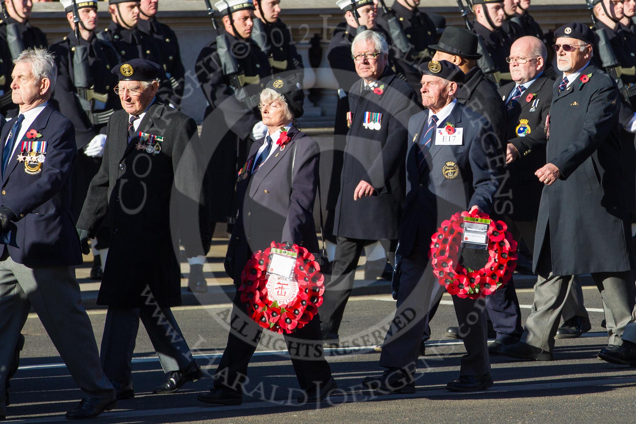 Remembrance Sunday 2012 Cenotaph March Past: Group E17 - LST & Landing Craft Association..
Whitehall, Cenotaph,
London SW1,

United Kingdom,
on 11 November 2012 at 11:40, image #127