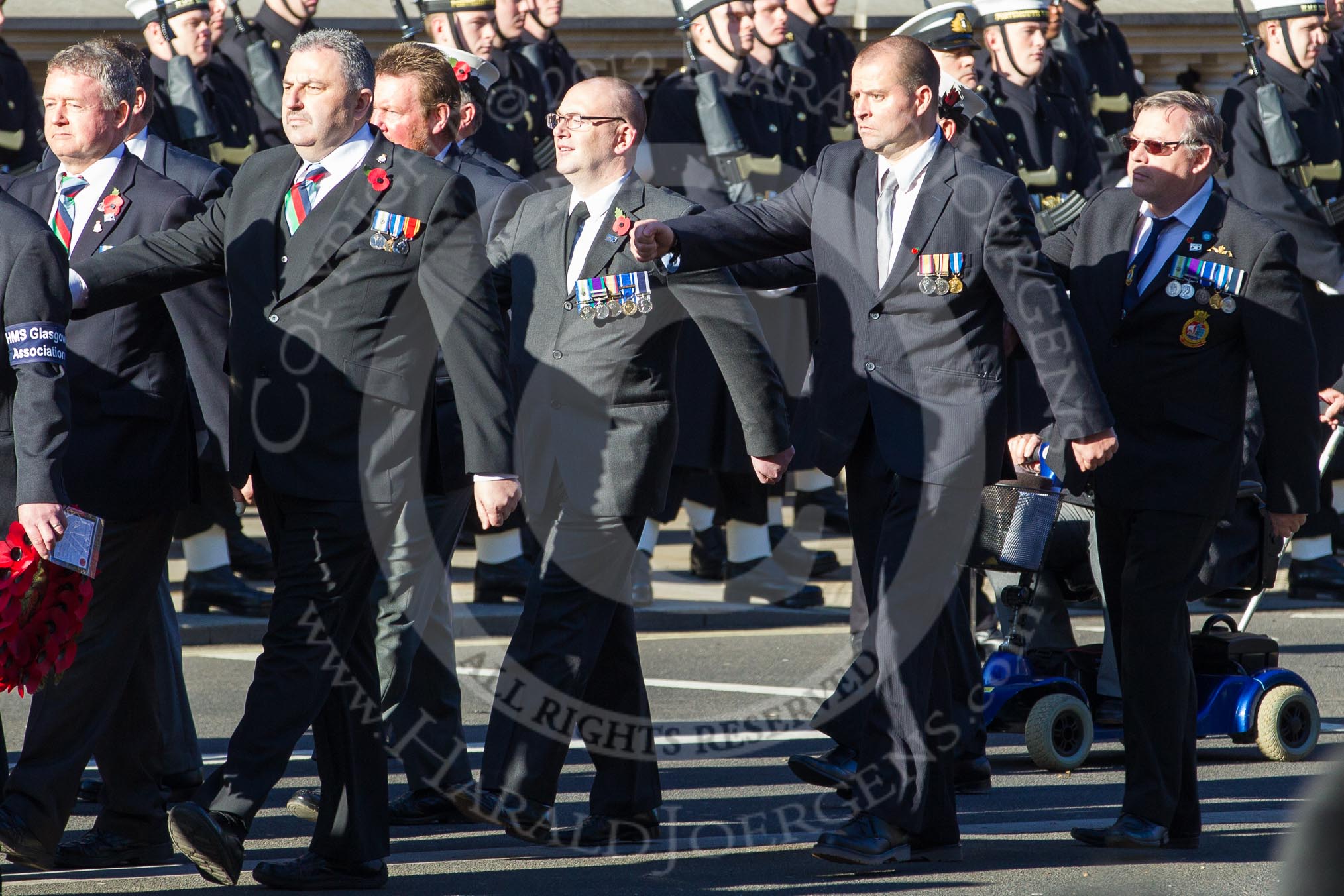 Remembrance Sunday 2012 Cenotaph March Past: Group E22 - HMS Glasgow Association..
Whitehall, Cenotaph,
London SW1,

United Kingdom,
on 11 November 2012 at 11:40, image #158