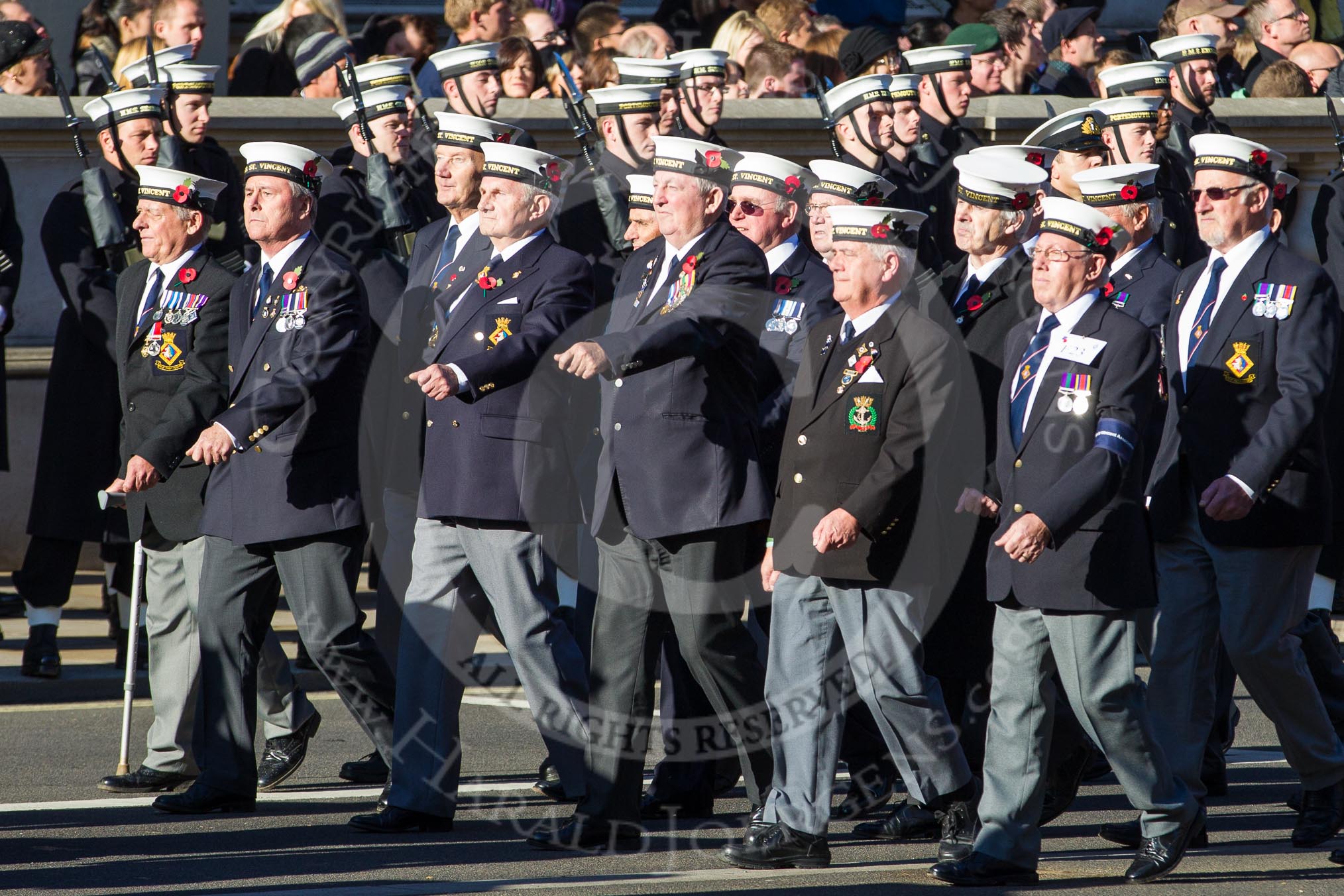 Remembrance Sunday 2012 Cenotaph March Past: Group E23 - HMS St Vincent Association..
Whitehall, Cenotaph,
London SW1,

United Kingdom,
on 11 November 2012 at 11:40, image #162