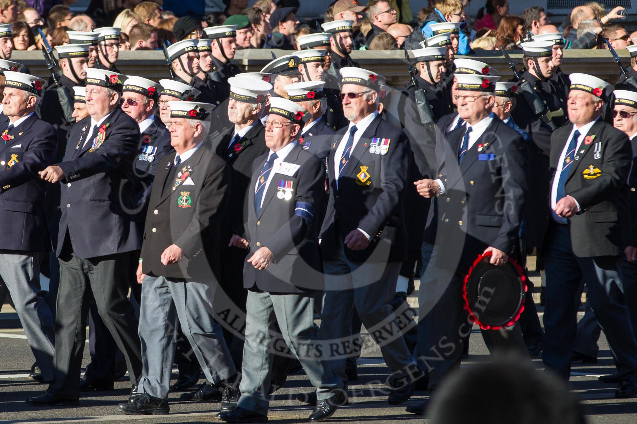 Remembrance Sunday 2012 Cenotaph March Past: Group E23 - HMS St Vincent Association..
Whitehall, Cenotaph,
London SW1,

United Kingdom,
on 11 November 2012 at 11:40, image #163