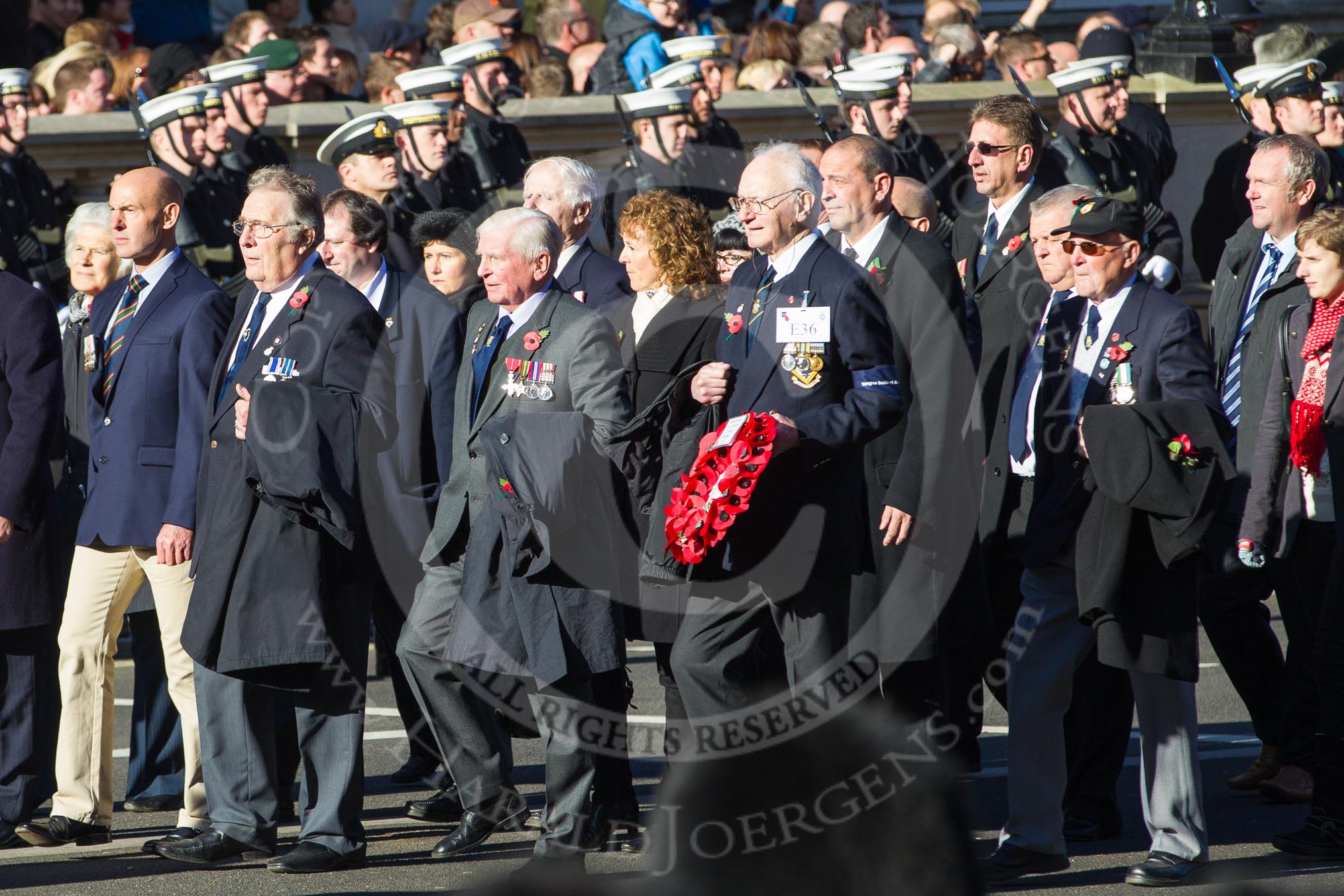 Remembrance Sunday 2012 Cenotaph March Past: Group E36 - Yangtze Incident Association..
Whitehall, Cenotaph,
London SW1,

United Kingdom,
on 11 November 2012 at 11:42, image #265