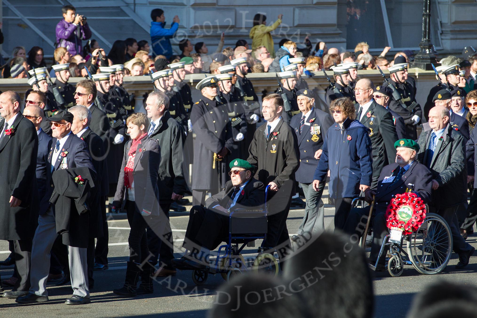 Remembrance Sunday 2012 Cenotaph March Past: Group E36 - Yangtze Incident Association and E37 - Special Boat Service Association..
Whitehall, Cenotaph,
London SW1,

United Kingdom,
on 11 November 2012 at 11:42, image #268