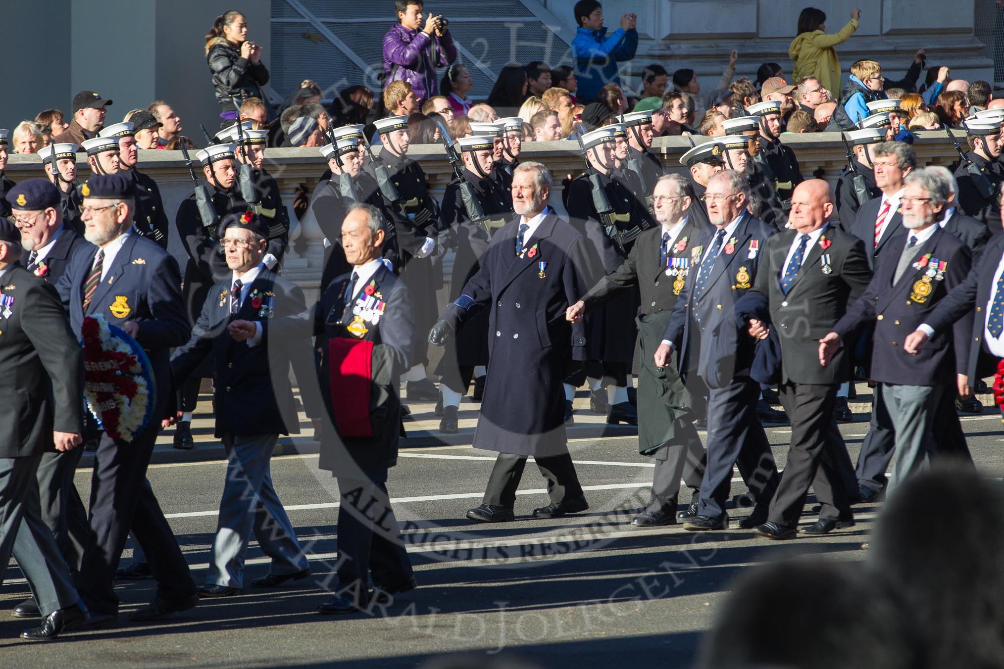 Remembrance Sunday 2012 Cenotaph March Past: Group E38 - Submariners Association and E39 - Association of Royal Yachtsmen..
Whitehall, Cenotaph,
London SW1,

United Kingdom,
on 11 November 2012 at 11:42, image #278