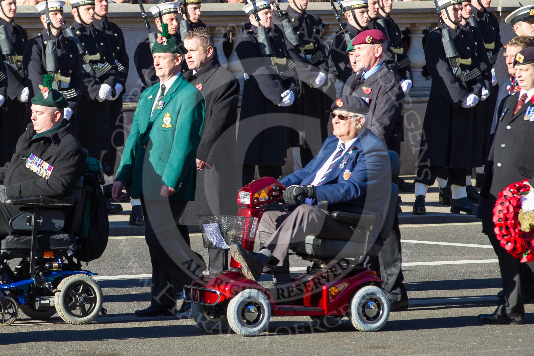 Remembrance Sunday 2012 Cenotaph March Past: Group E41 - British Limbless Ex-Service Men's Association and E42 - British Ex-Services Wheelchair Sports Association..
Whitehall, Cenotaph,
London SW1,

United Kingdom,
on 11 November 2012 at 11:43, image #316