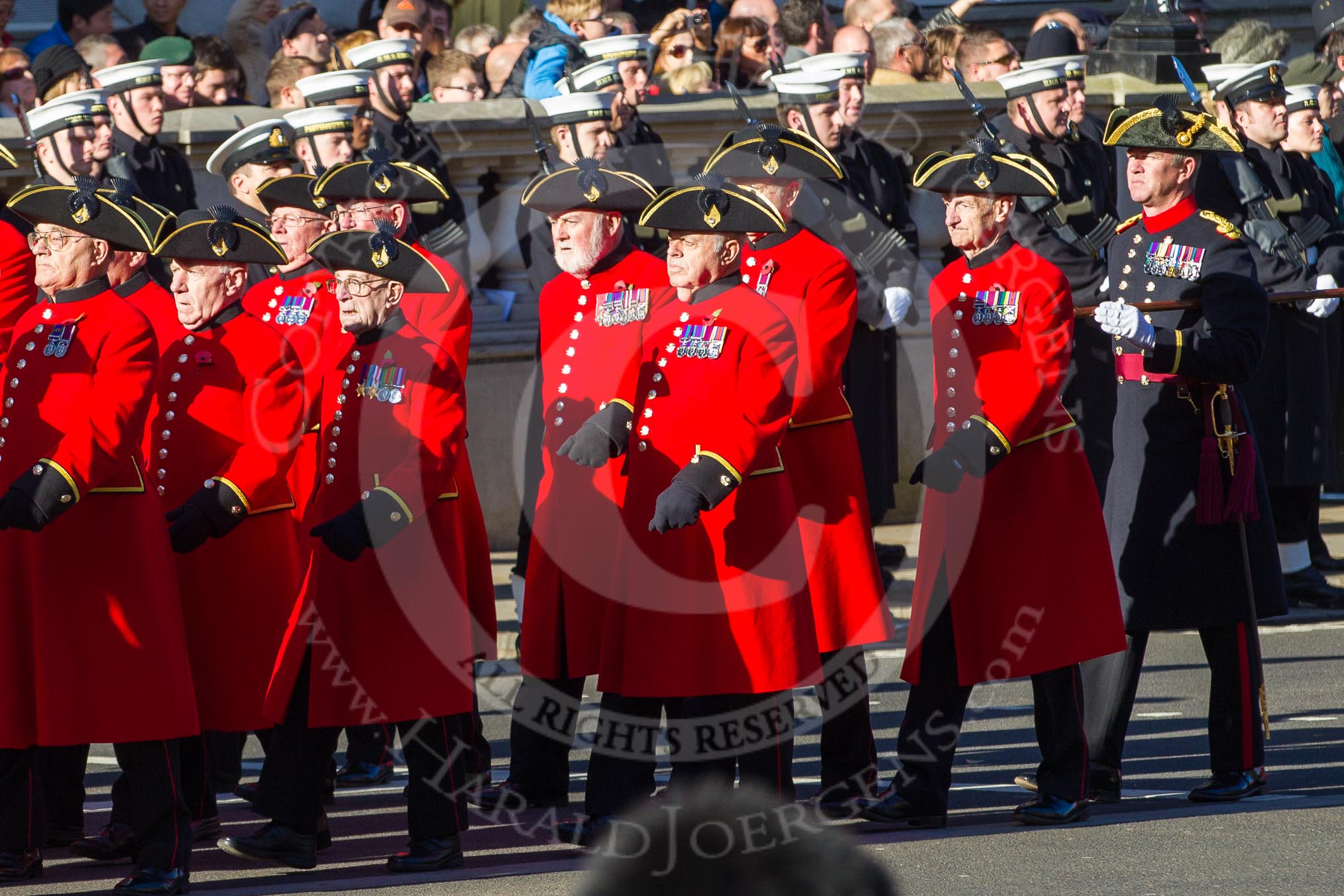 Remembrance Sunday 2012 Cenotaph March Past: Group E43 - Royal Hospital, Chelsea (Chelsea Pensioners)..
Whitehall, Cenotaph,
London SW1,

United Kingdom,
on 11 November 2012 at 11:43, image #341